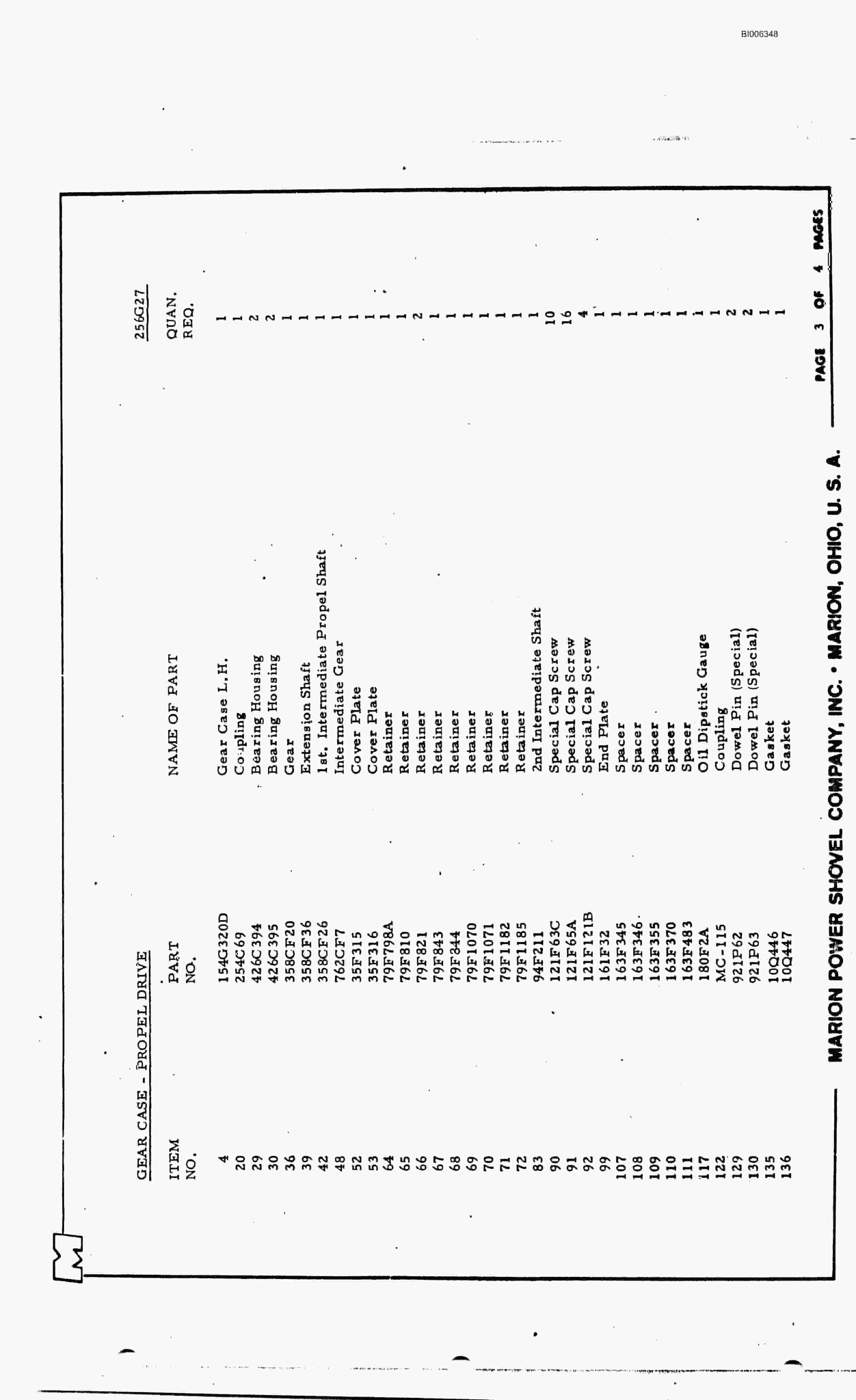 Bucyrus 8050 Walking Dragline Parts Catalog BI006348-4