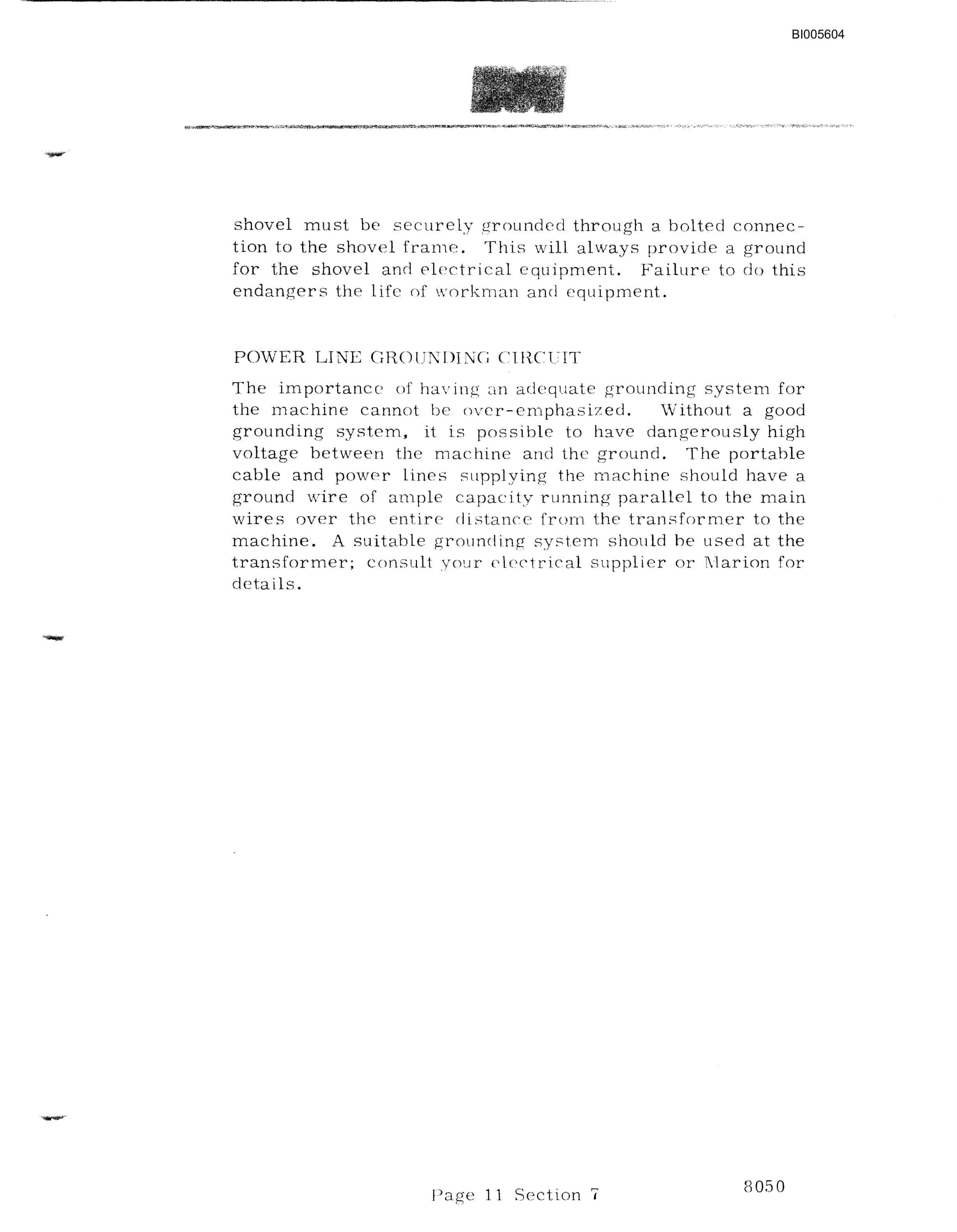 Bucyrus 8050 Walking Dragline Technical Manual BI005604-3