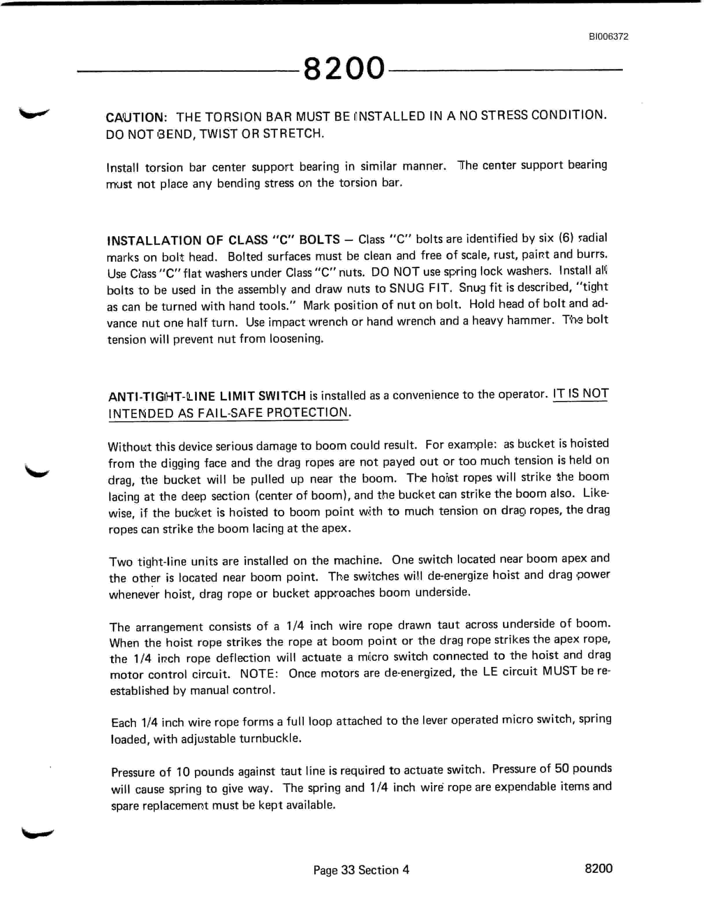 Bucyrus 8200 Dragline Technical Manual BI006372-5