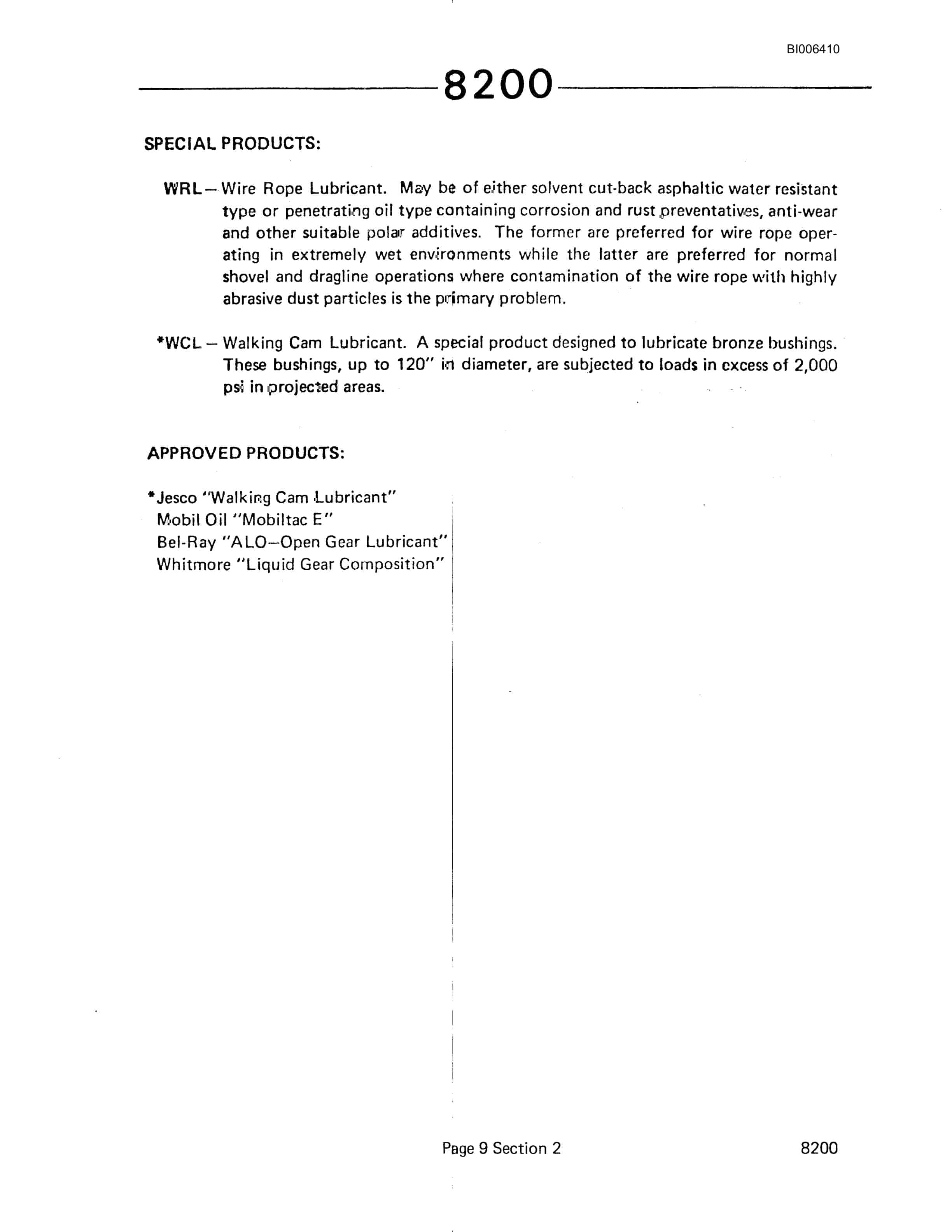 Bucyrus 8200 Dragline Technical Manual BI006410-2