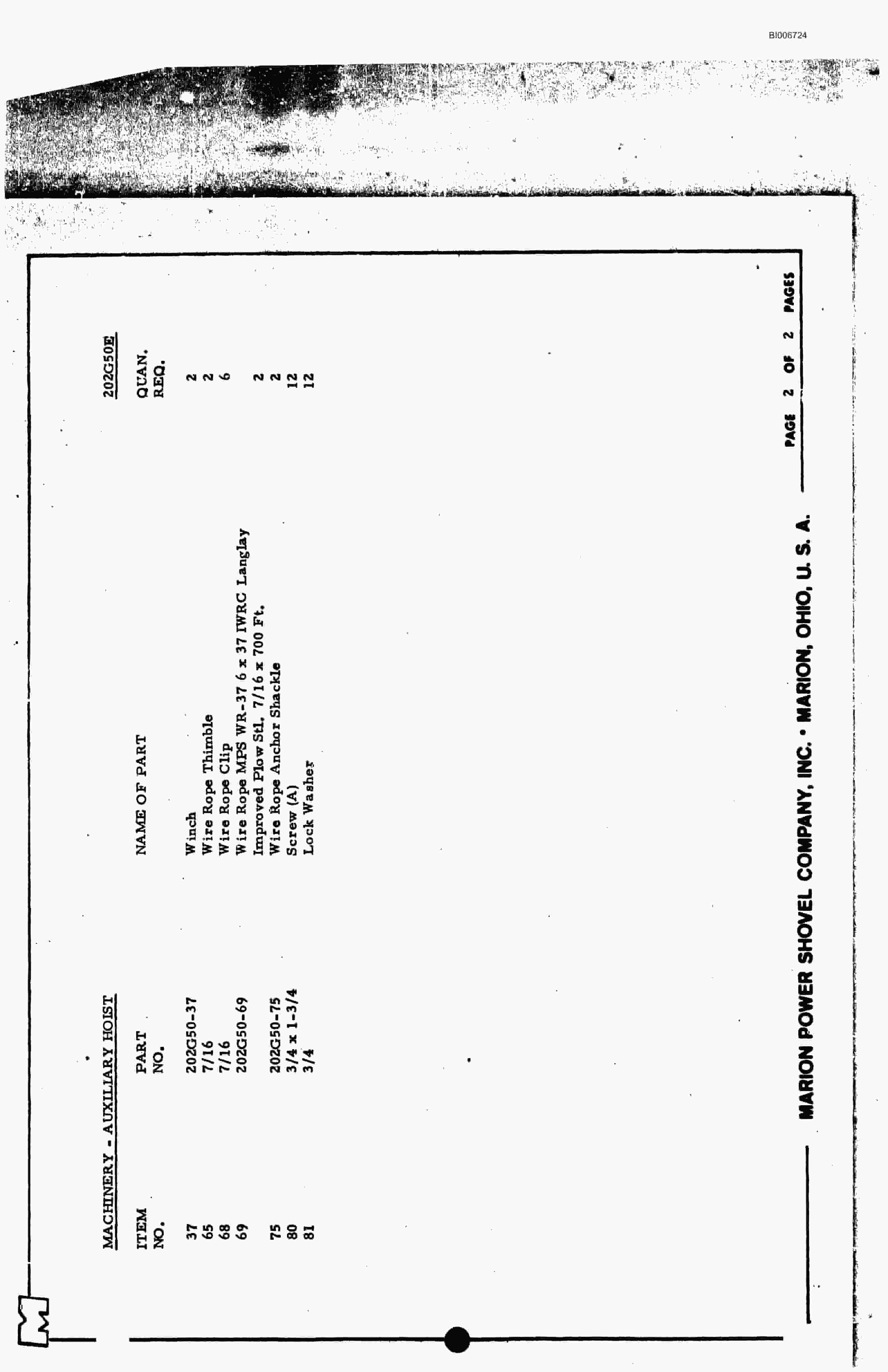 Bucyrus 8200 Parts Catalog BI006724-3