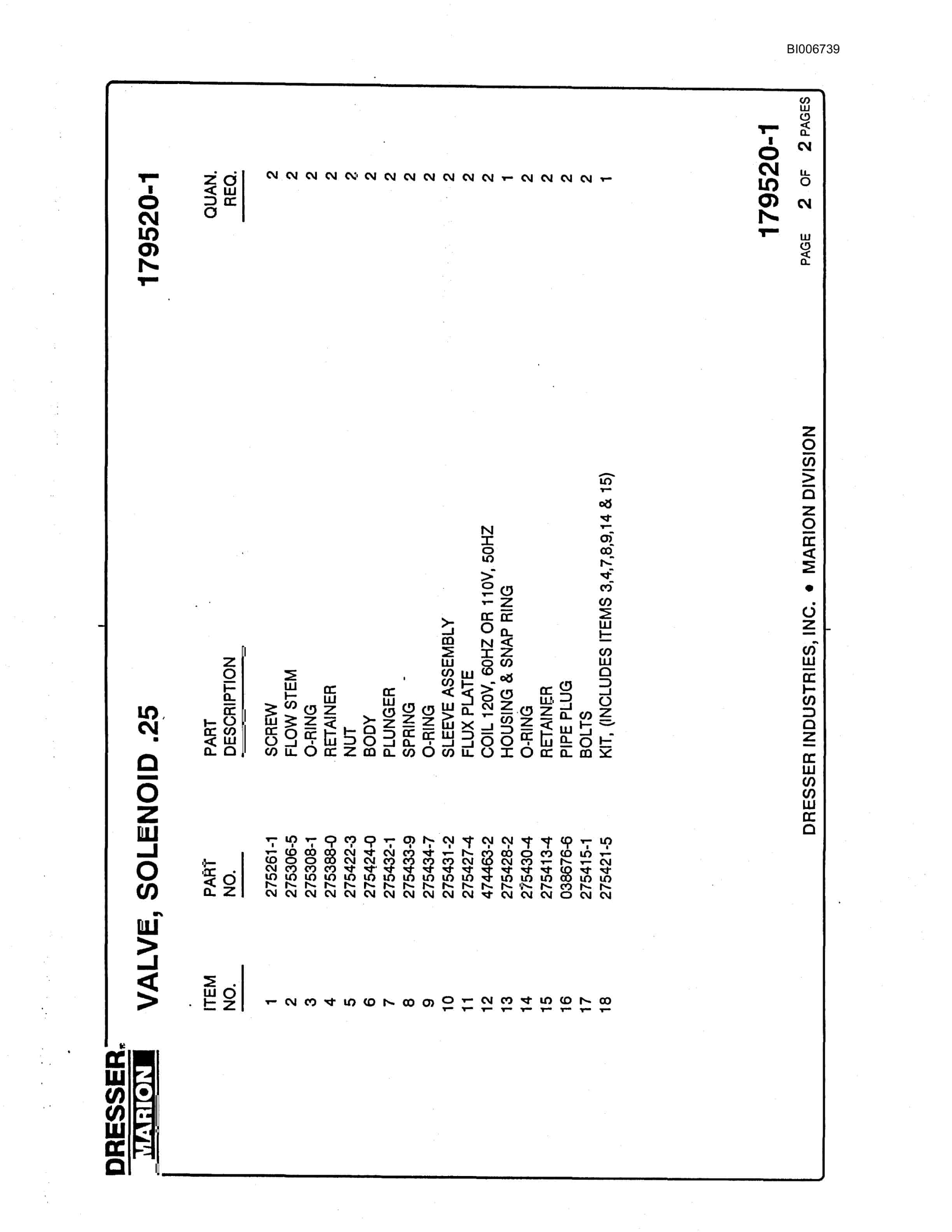 Bucyrus 8200 Parts Catalog BI006739-2