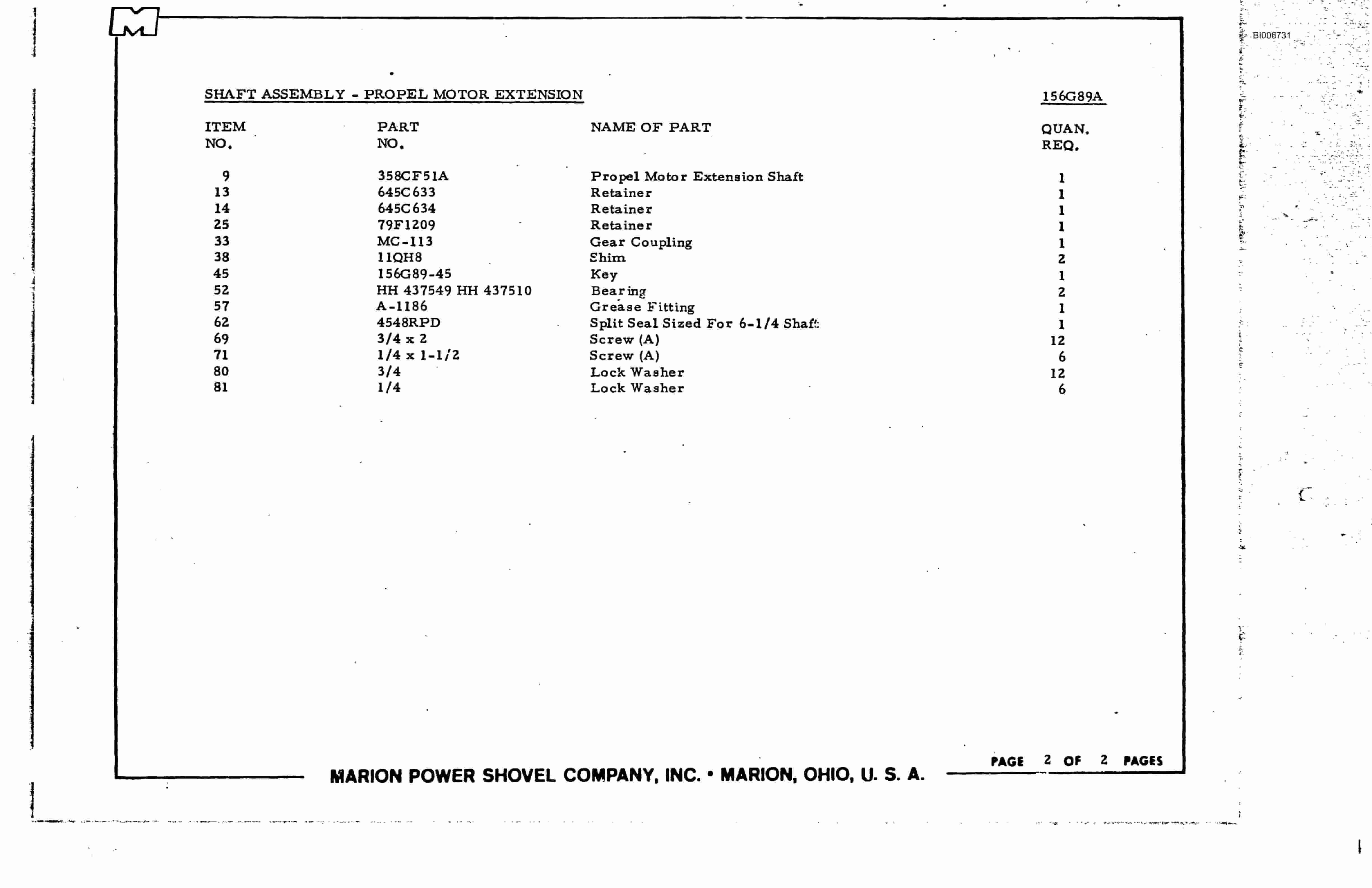 Bucyrus 8200 Technical Manual BI006731-3