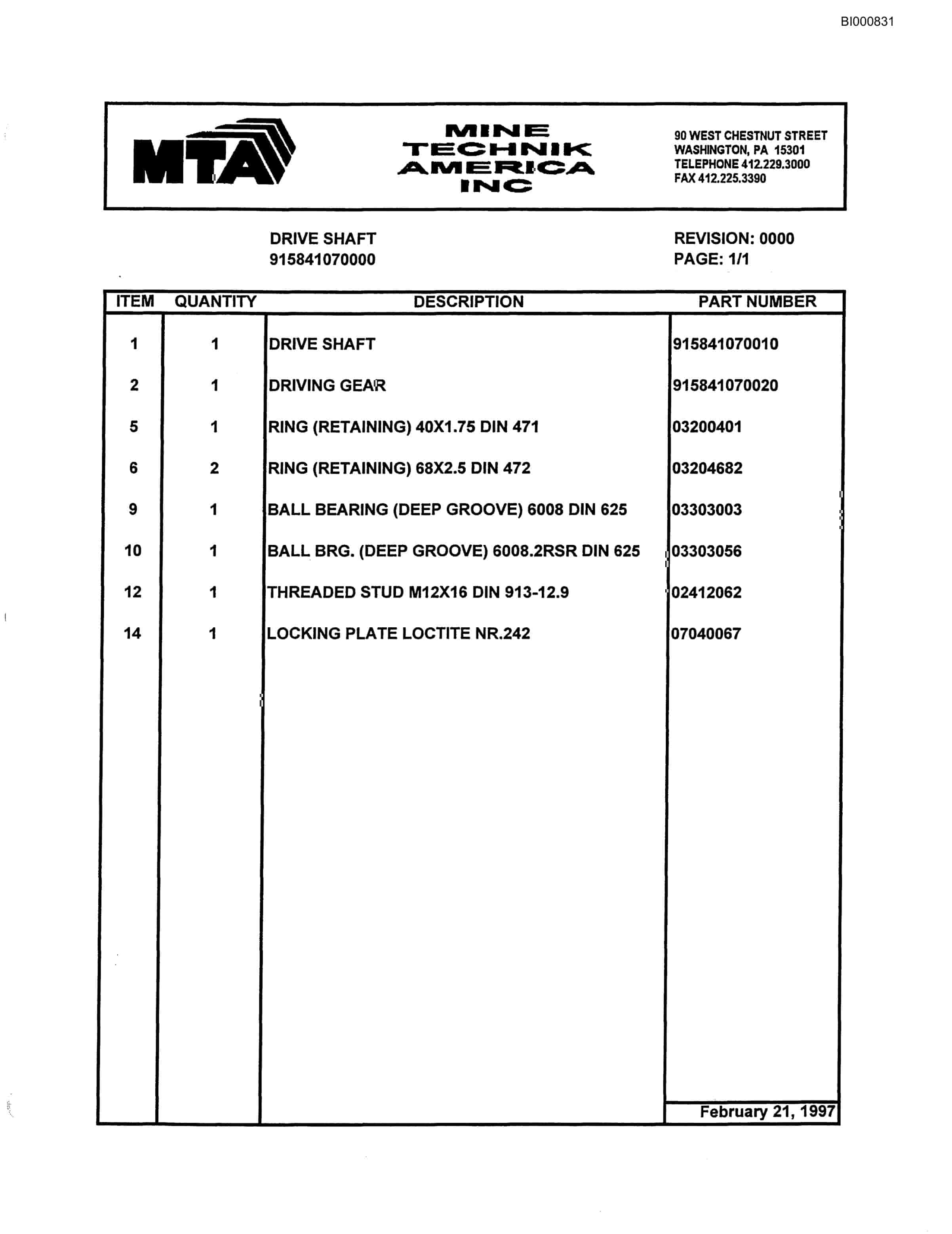 Bucyrus 84 Mining System I AFC Parts Catalog BI000831-4