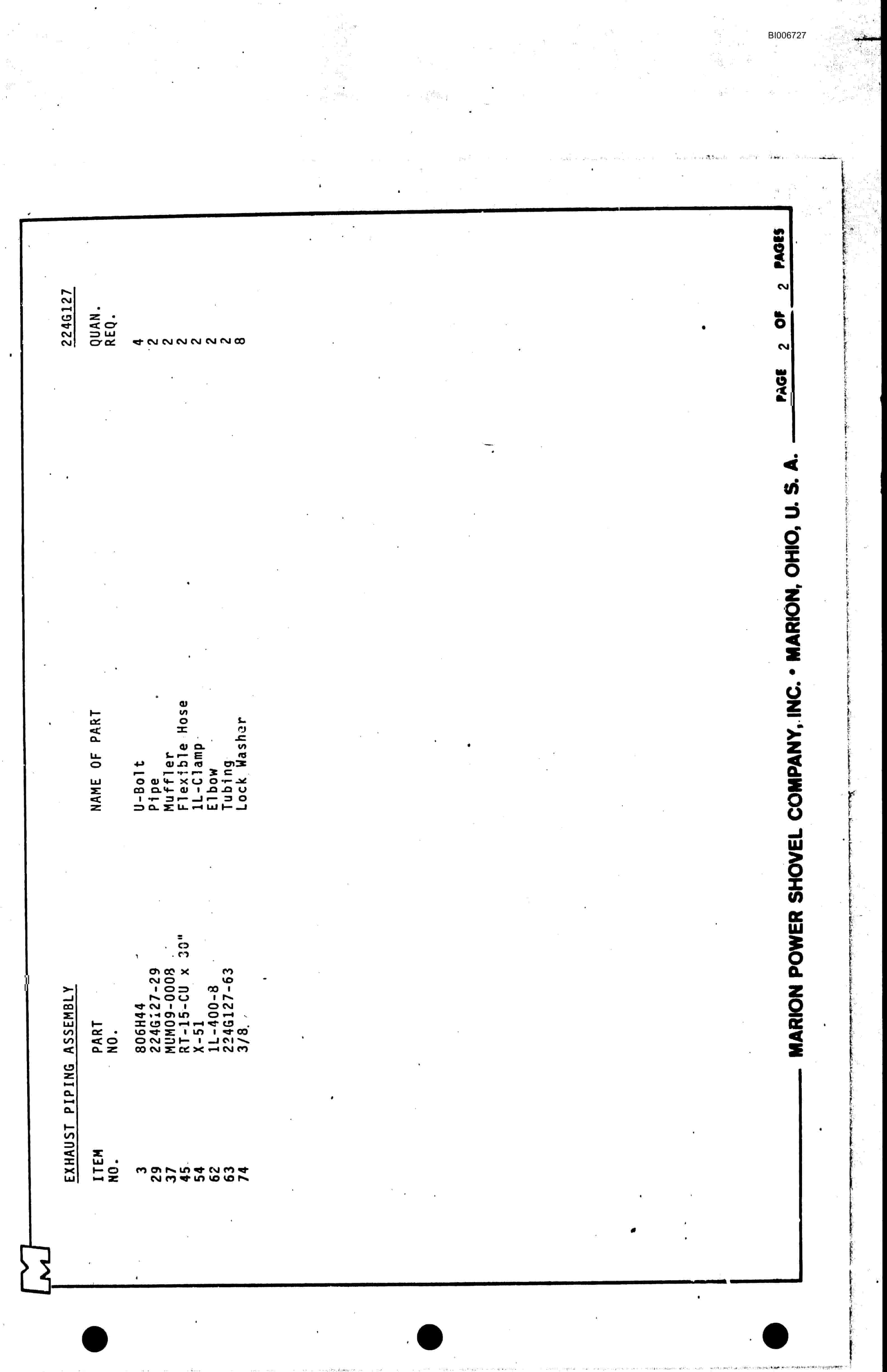 Bucyrus 8400 Parts Catalog BI006727-5