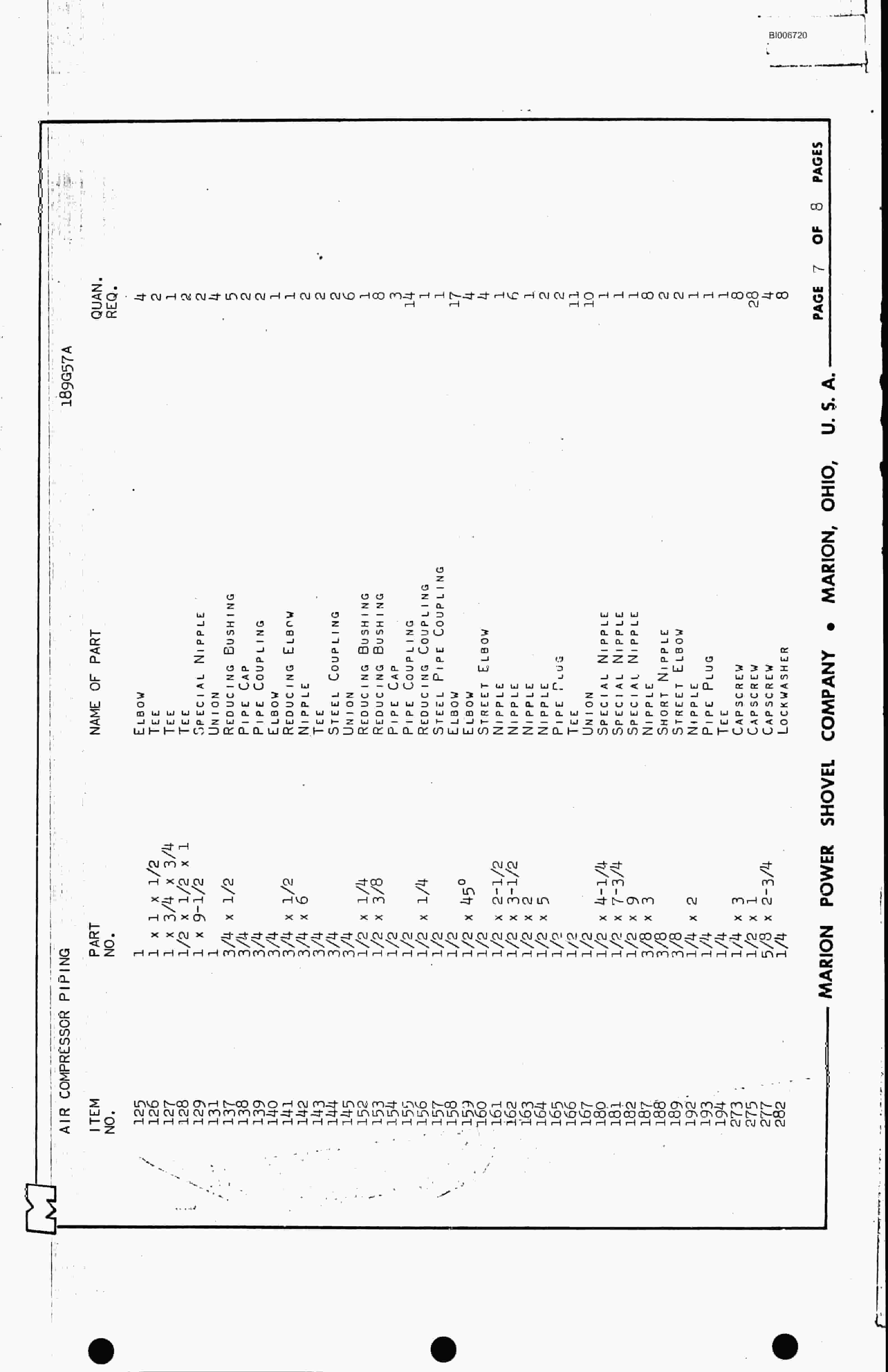 Bucyrus 8700 Parts Catalog BI006720-4