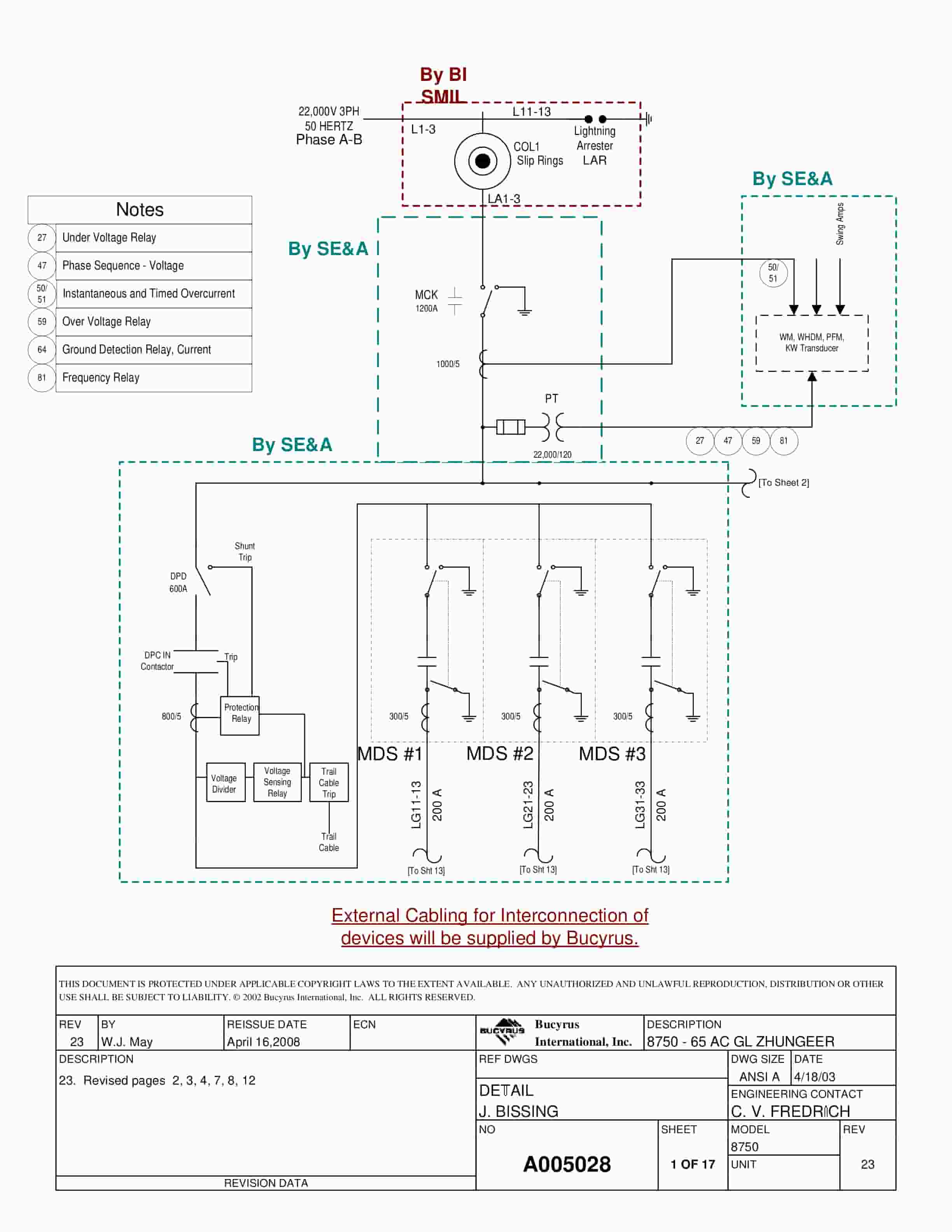 Bucyrus 8750 - 65 AC GL Zhungeer Wiring Diagrams A005028