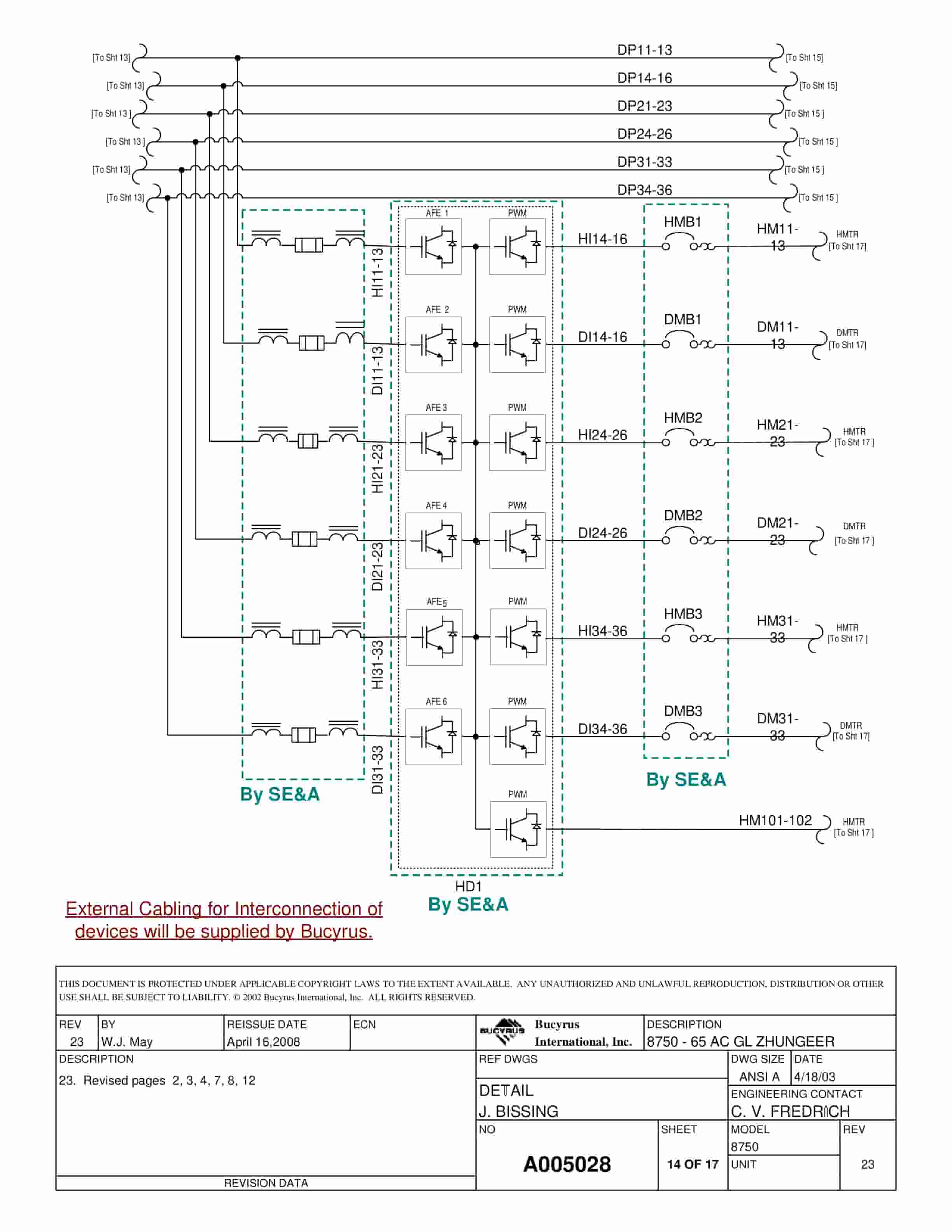Bucyrus 8750 - 65 AC GL Zhungeer Wiring Diagrams A005028-5