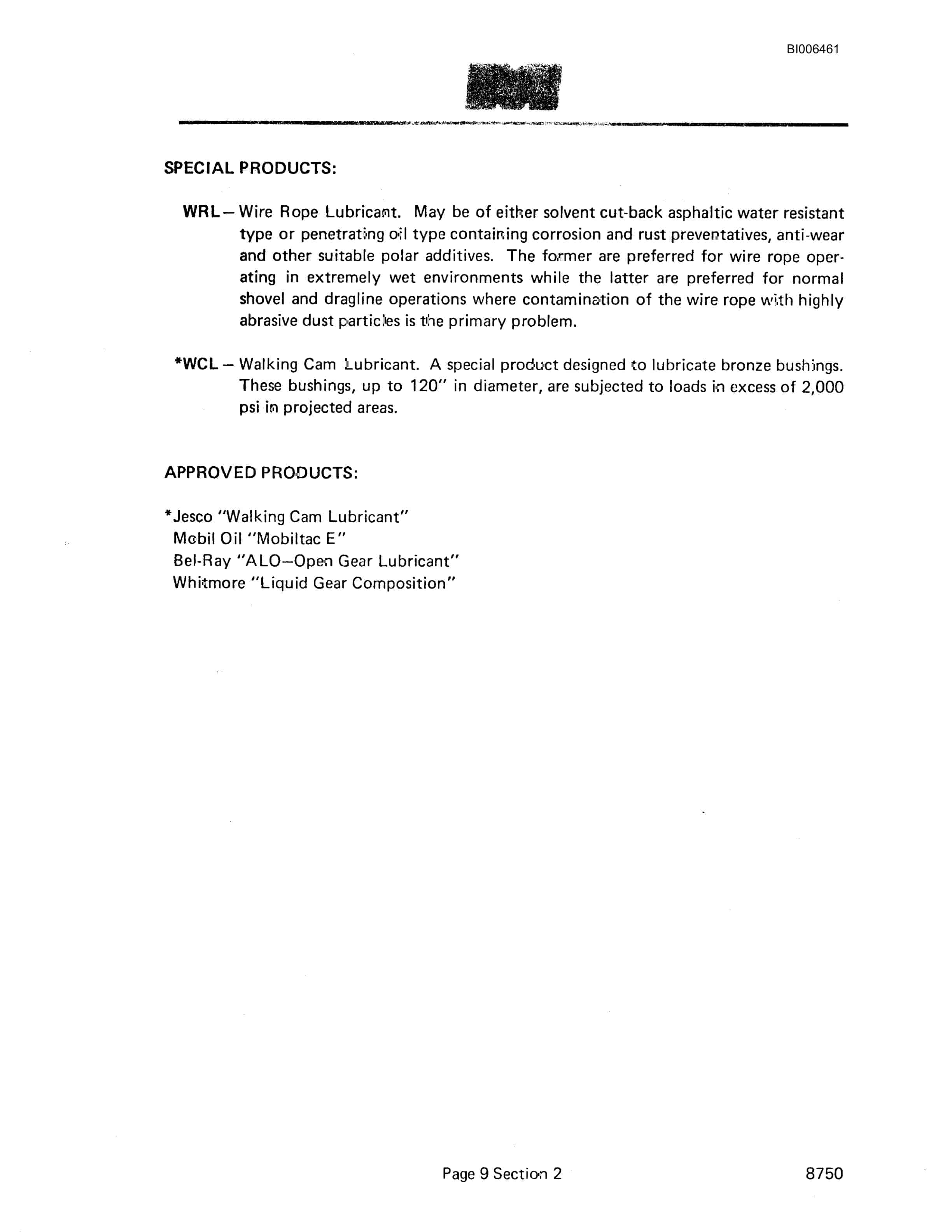 Bucyrus 8750 Dragline Technical Manual BI006461-2