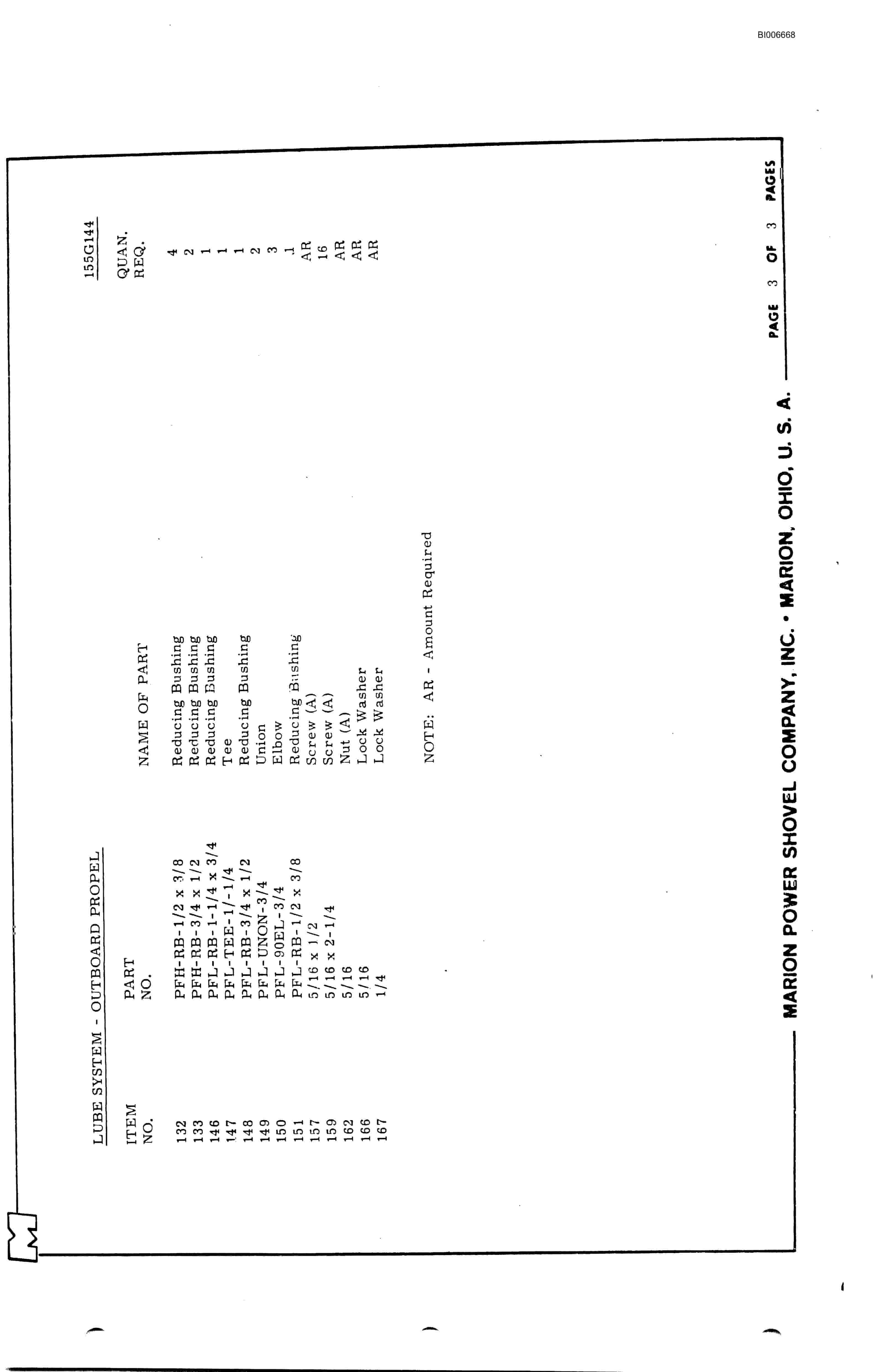 Bucyrus 8750 Parts Catalog BI006668-3