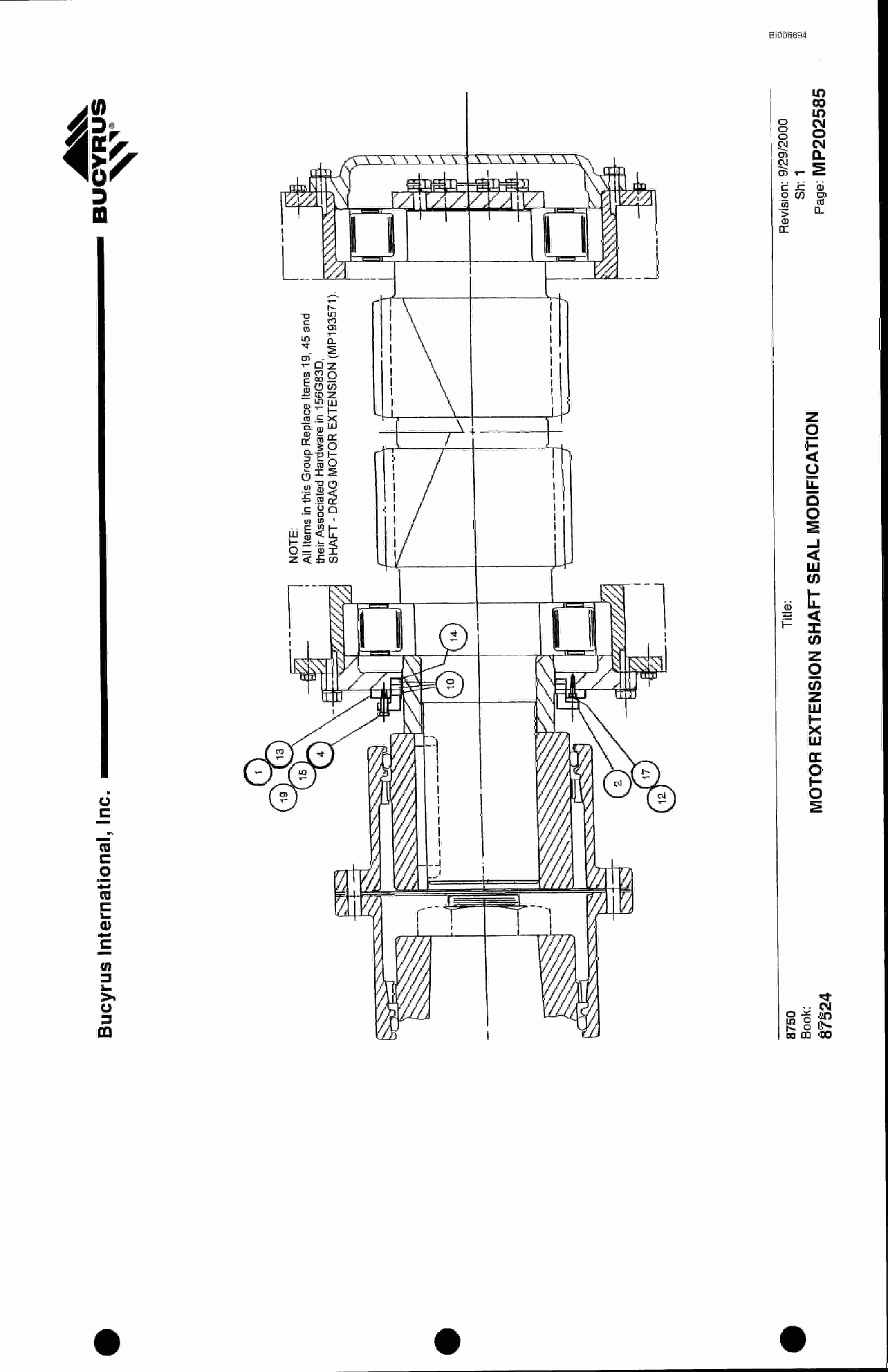 Bucyrus 8750 Parts Catalog BI006694-3