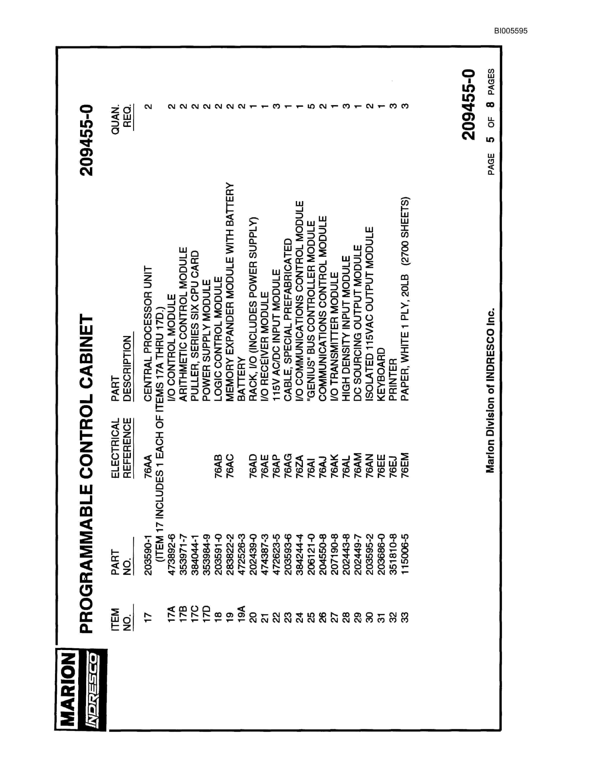 Bucyrus 8750 Walking Dragline Parts Catalog BI005595-4