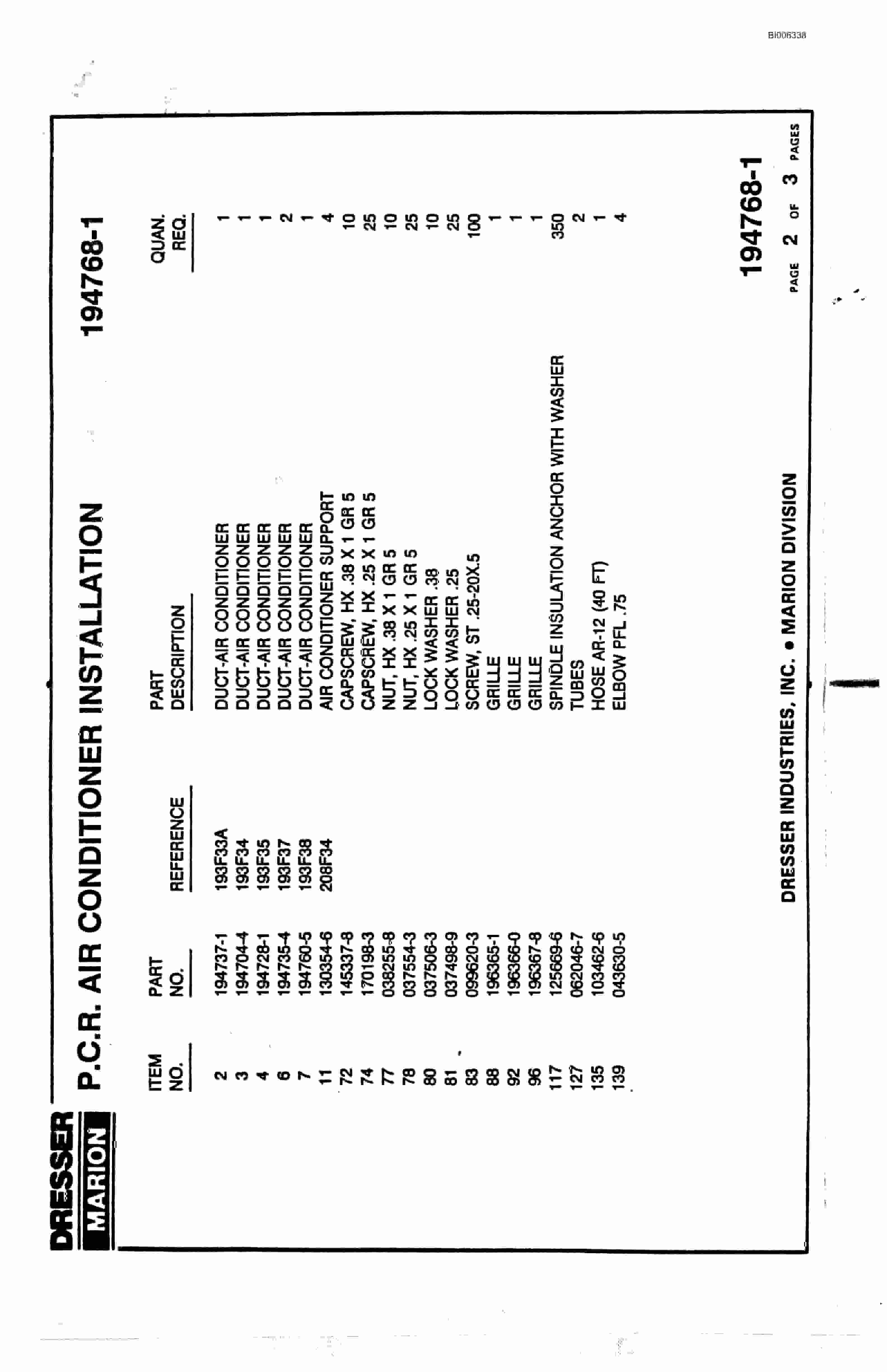 Bucyrus 8750 Walking Dragline Parts Catalog BI006338-3