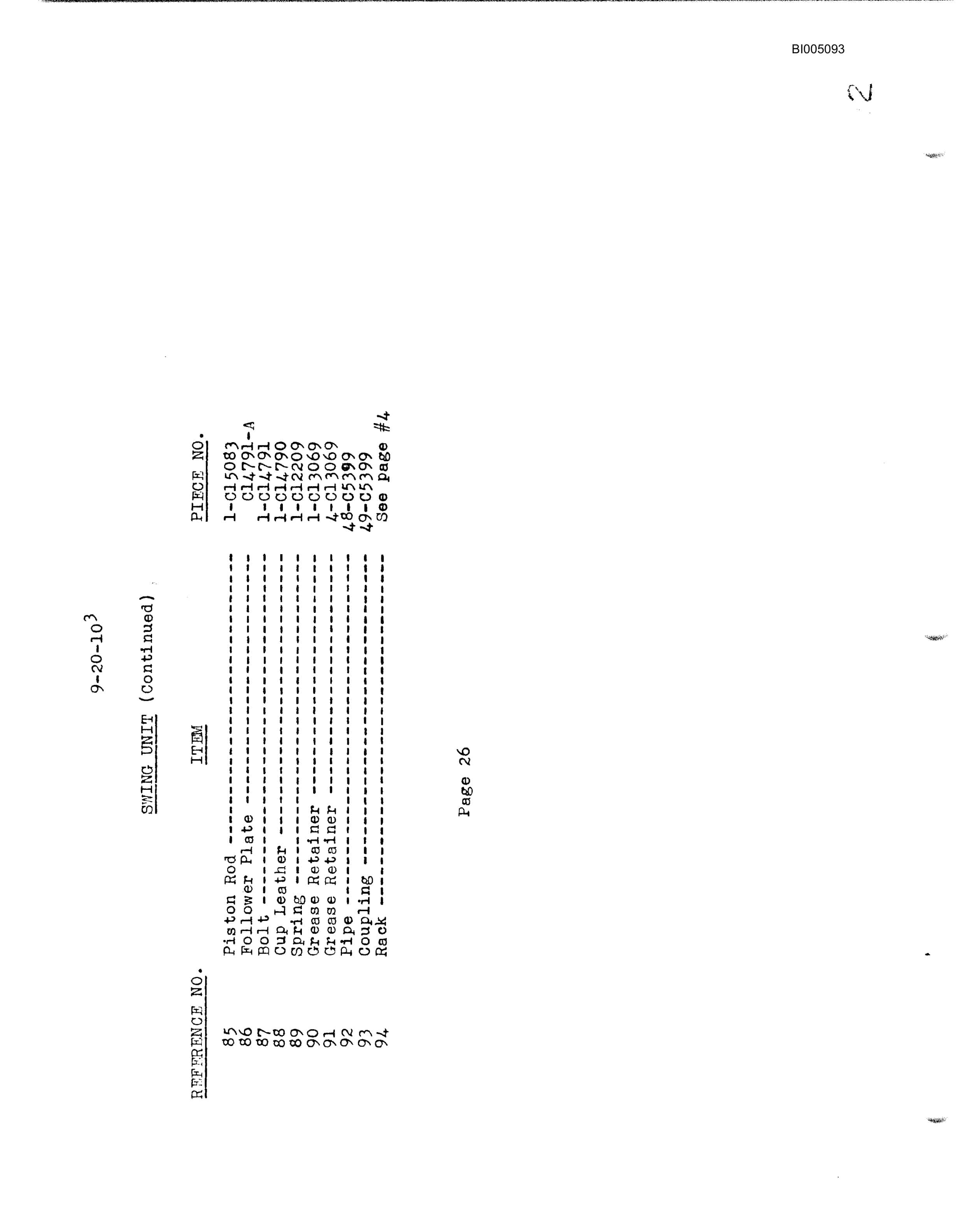 Bucyrus 9W Walking Excavator Parts Catalog BI005093-3
