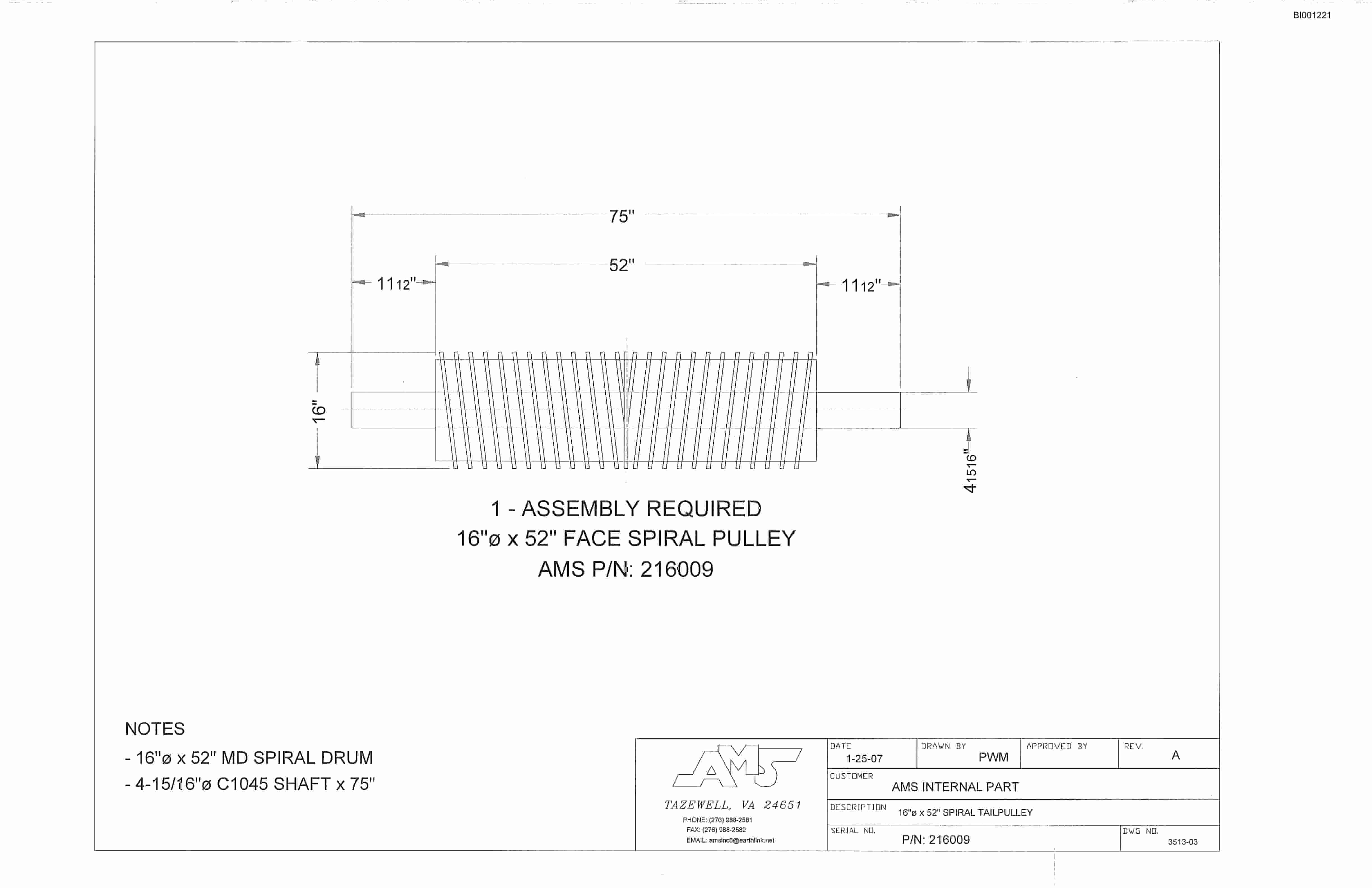 Bucyrus AMS-1444 Parts Catalog BI001221-3
