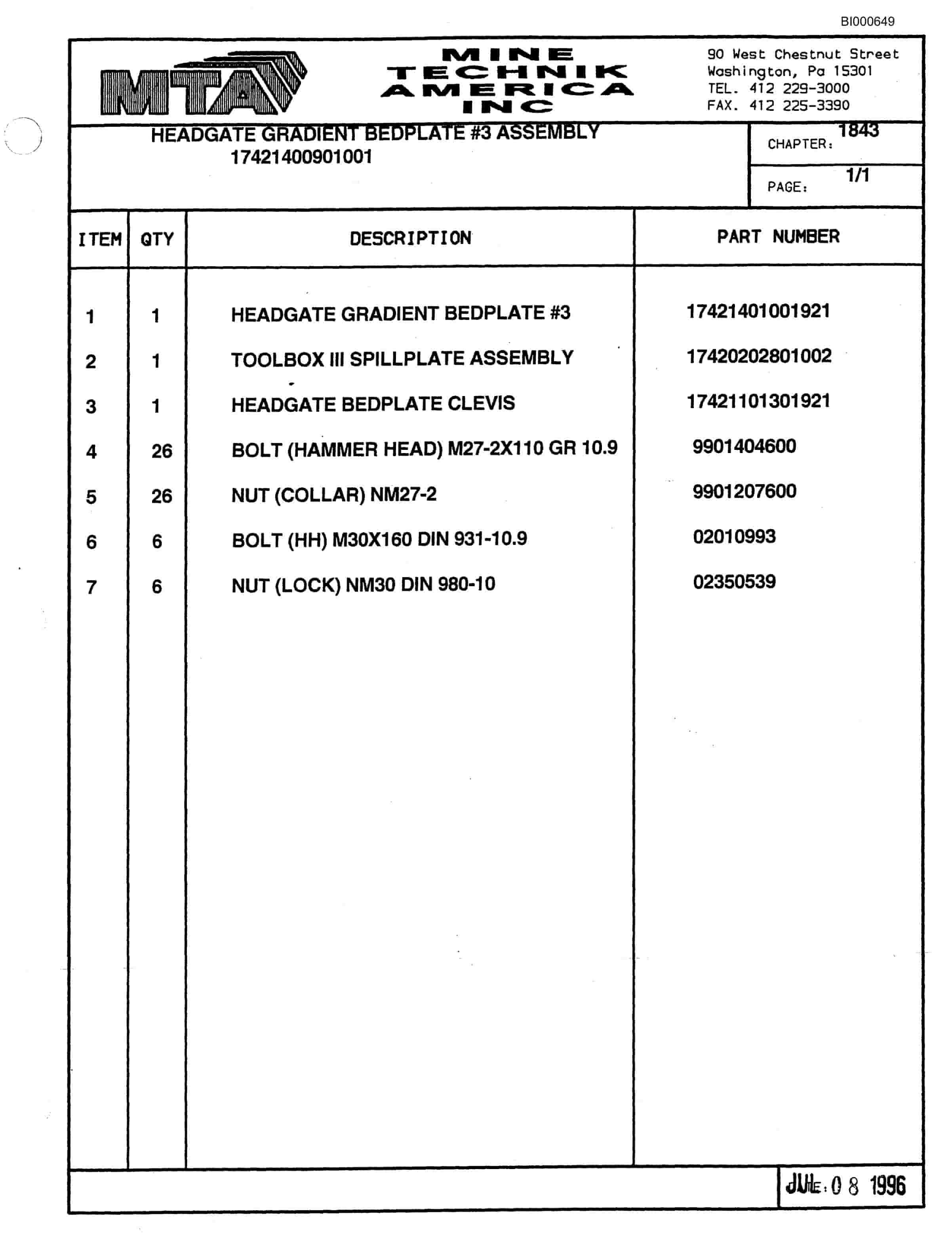 Bucyrus Armored Face Conveyor Parts Catalog BI000649-2