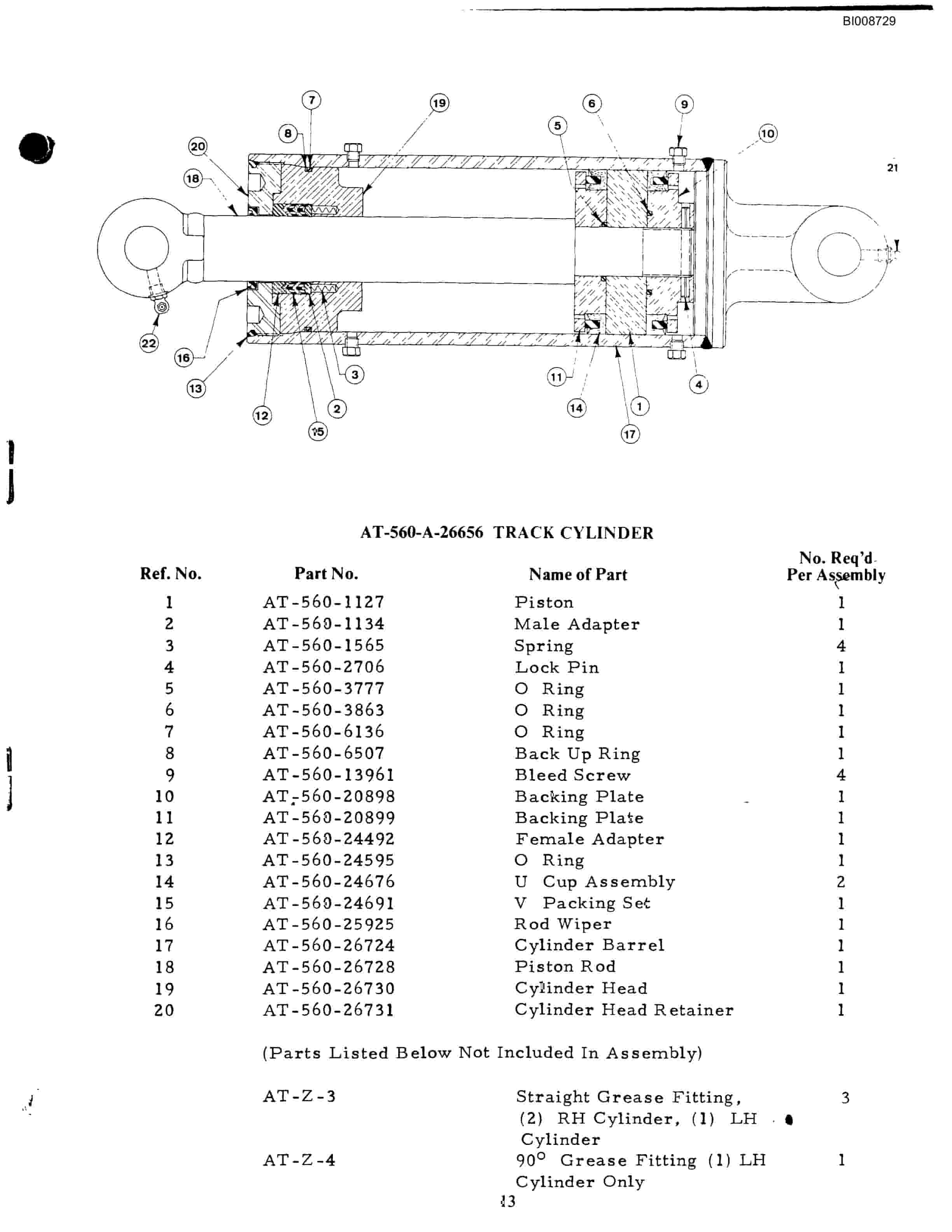 Bucyrus ATD-3100A Air Trac Drill Carrier Parts Catalog BI008729-3