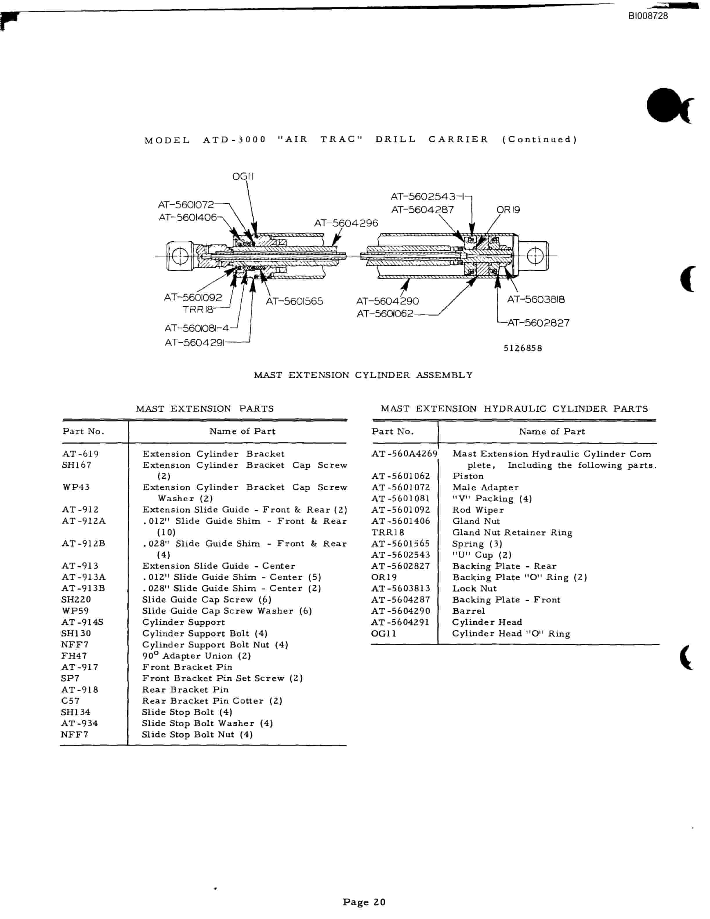 Bucyrus ATD3000 Air Trac Drill Carrier Parts Catalog BI008728-2