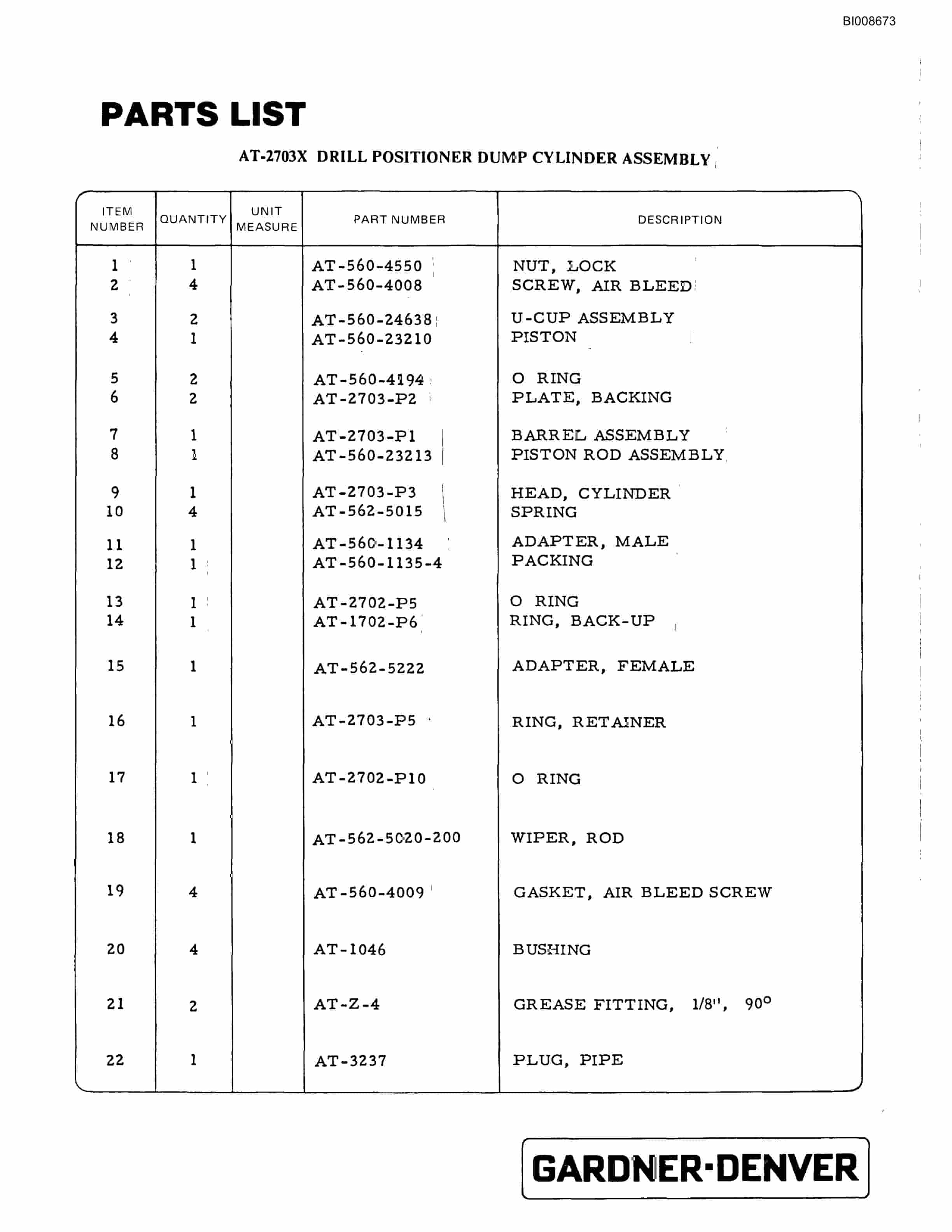 Bucyrus ATD3100B Air Trac Drill Carrier Parts Catalog BI008673-4