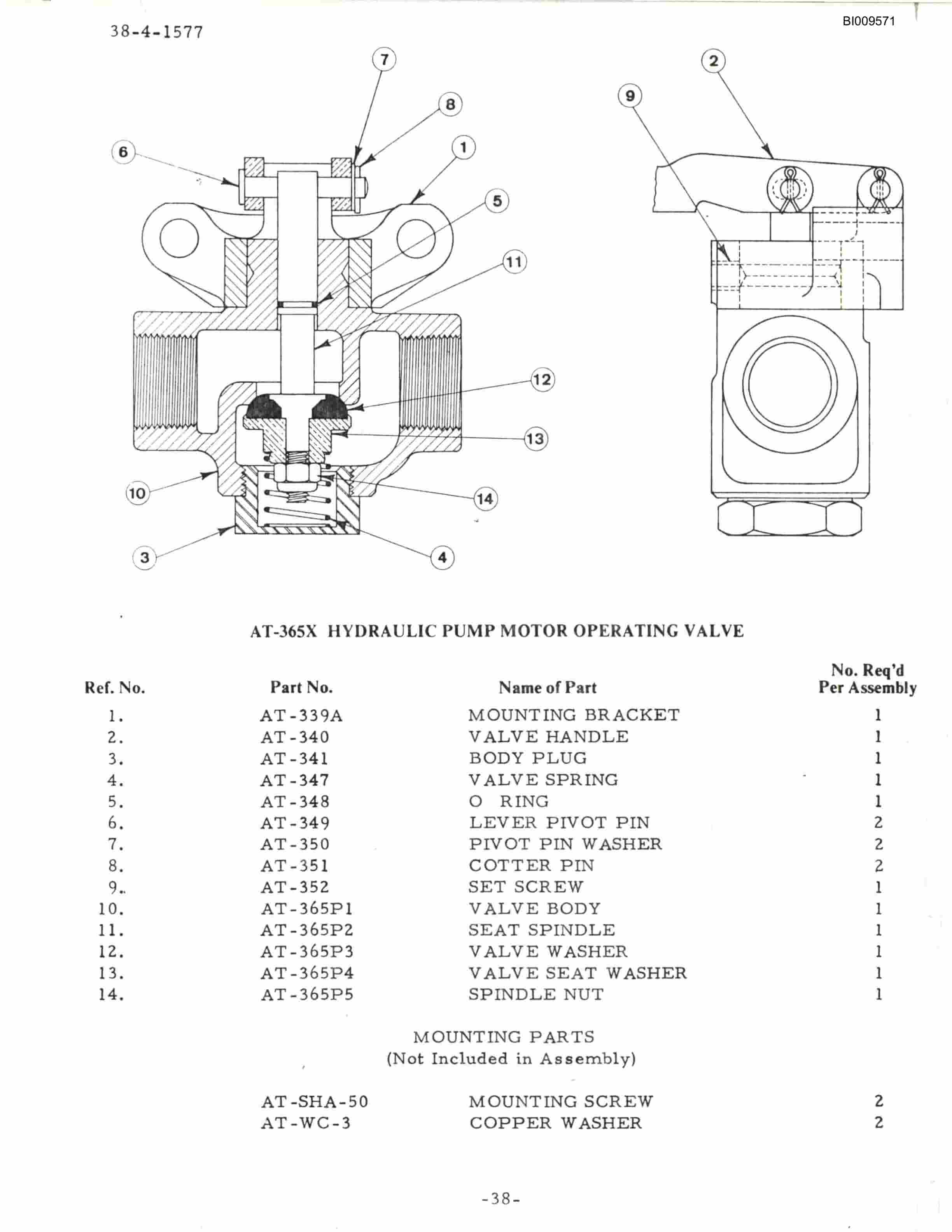 Bucyrus ATD3100B Air Trac Parts Catalog BI009571-3