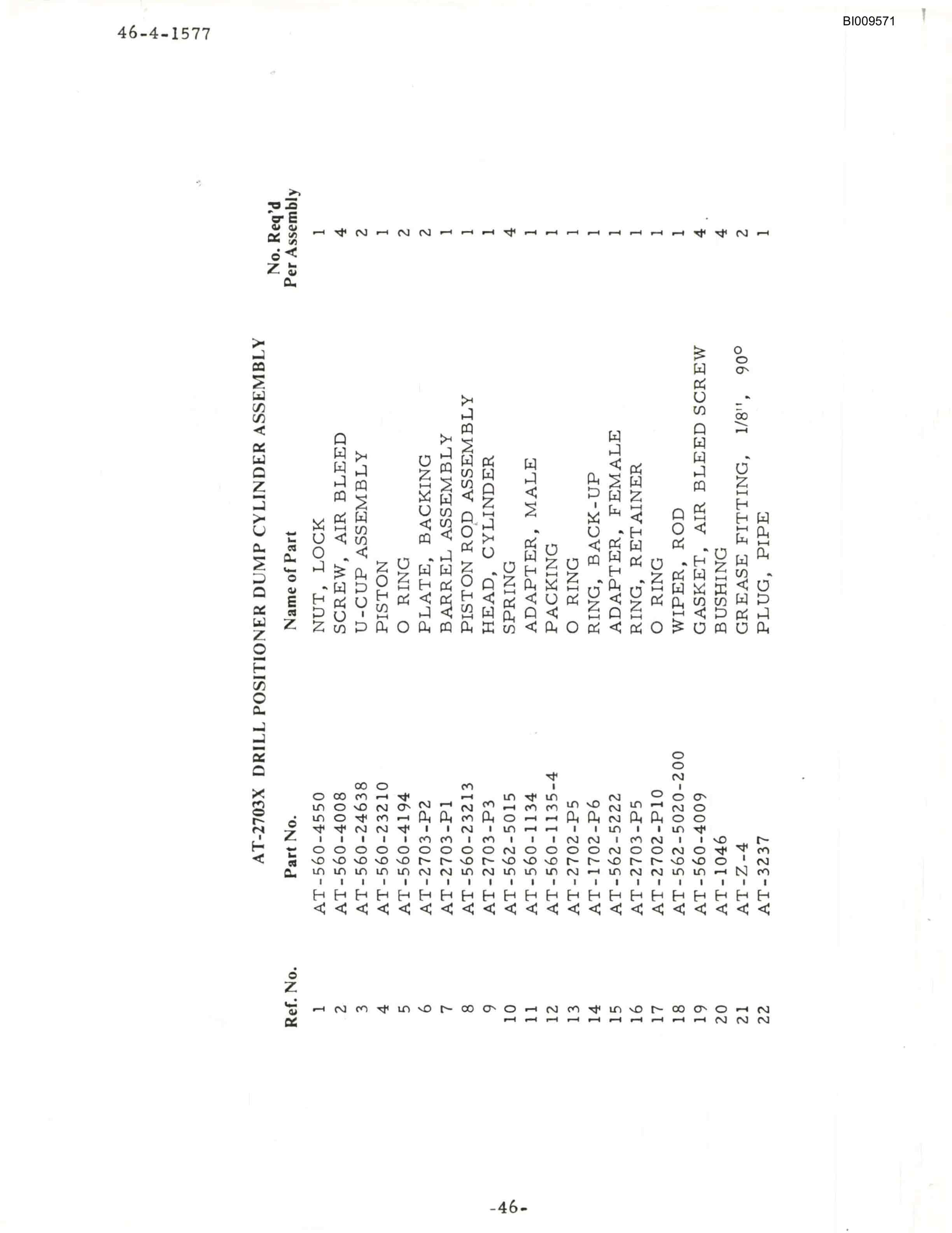 Bucyrus ATD3100B Air Trac Parts Catalog BI009571-5