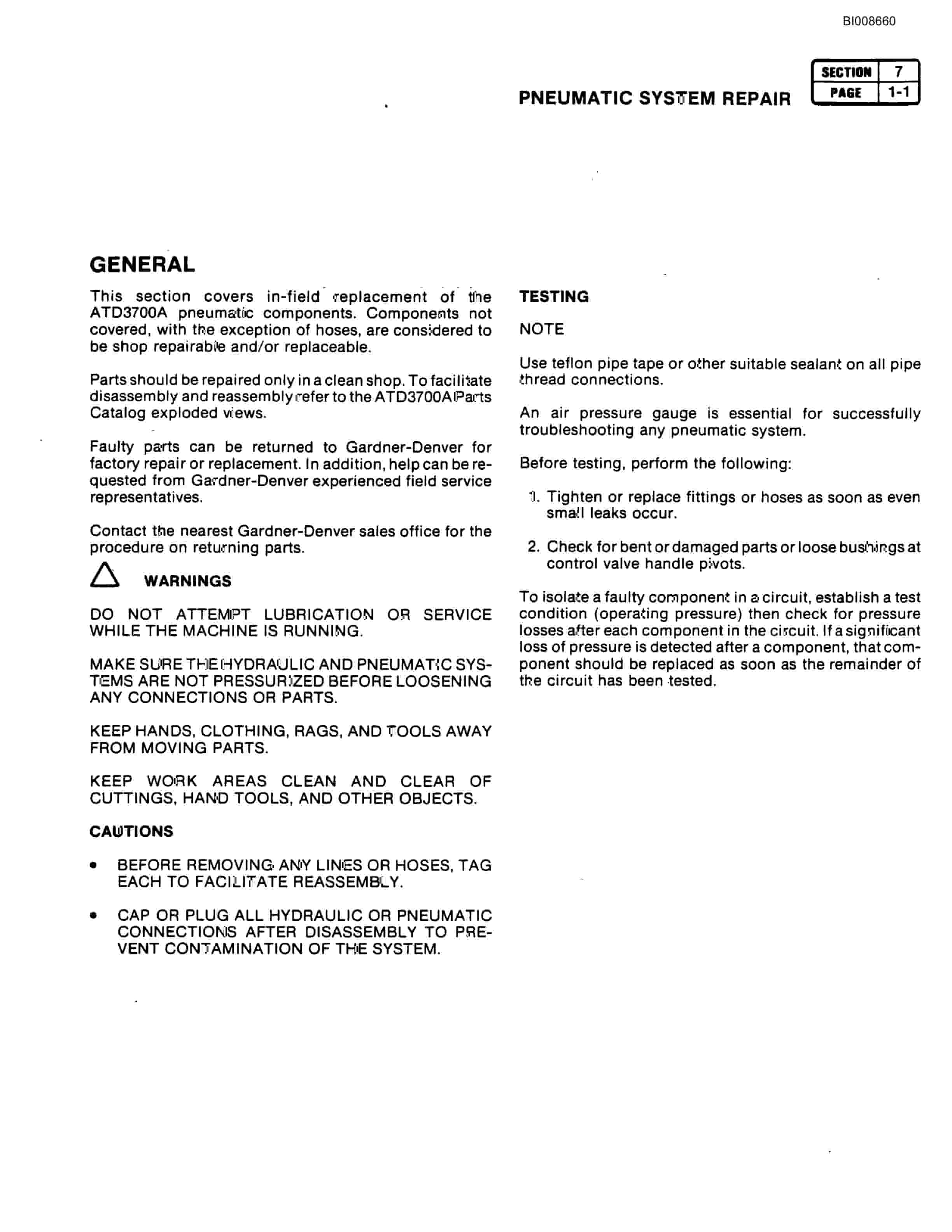 Bucyrus ATD3700A Air Trac Parts Catalog BI008660-3