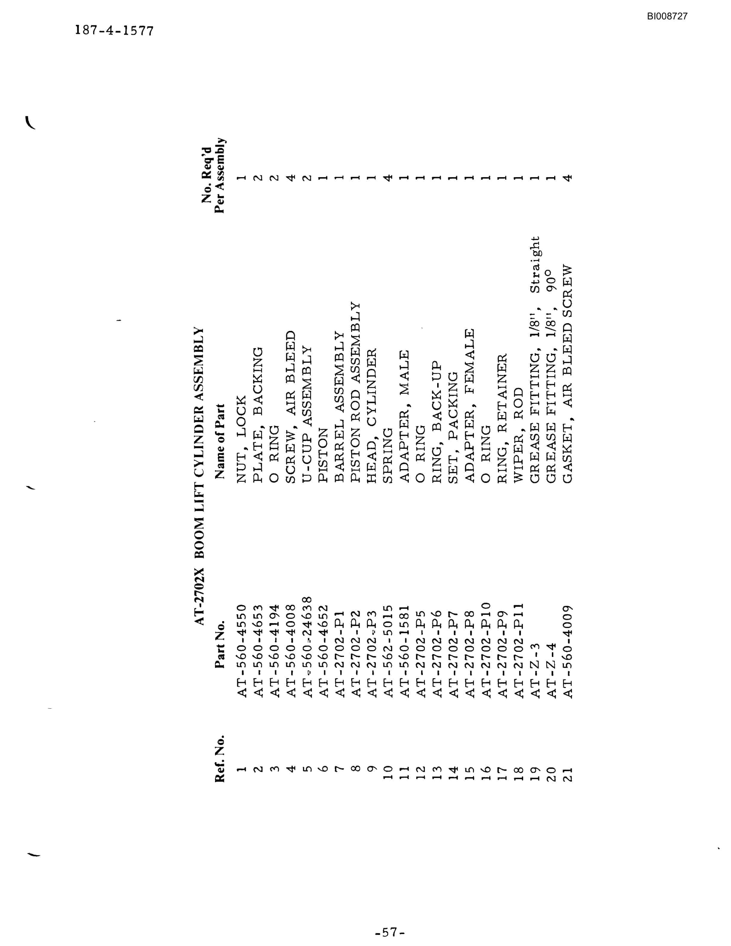 Bucyrus ATD3700A Air Trac Parts Catalog BI008727-3