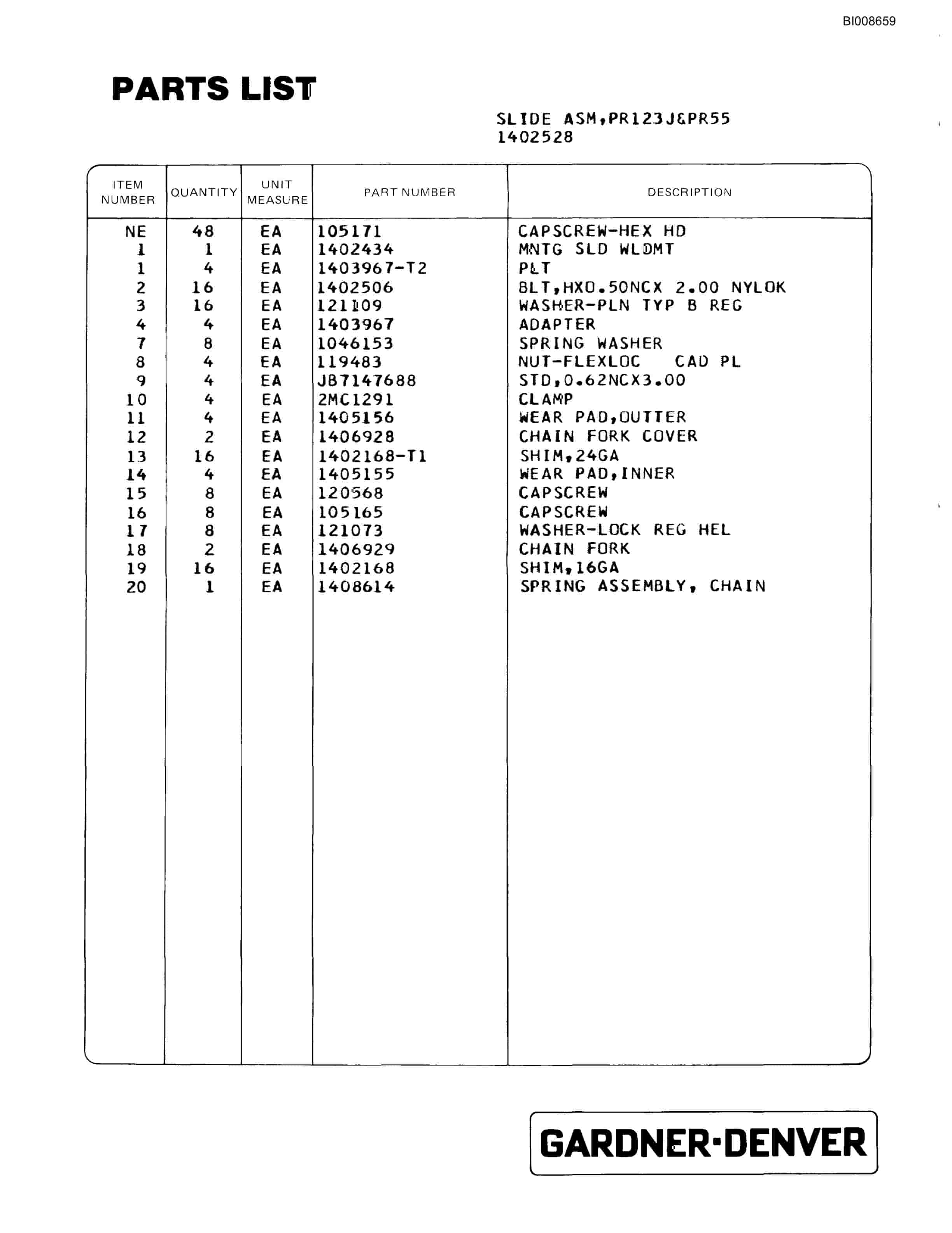 Bucyrus ATD3800 Air Trac Drill Carrier Parts Catalog BI008659-2