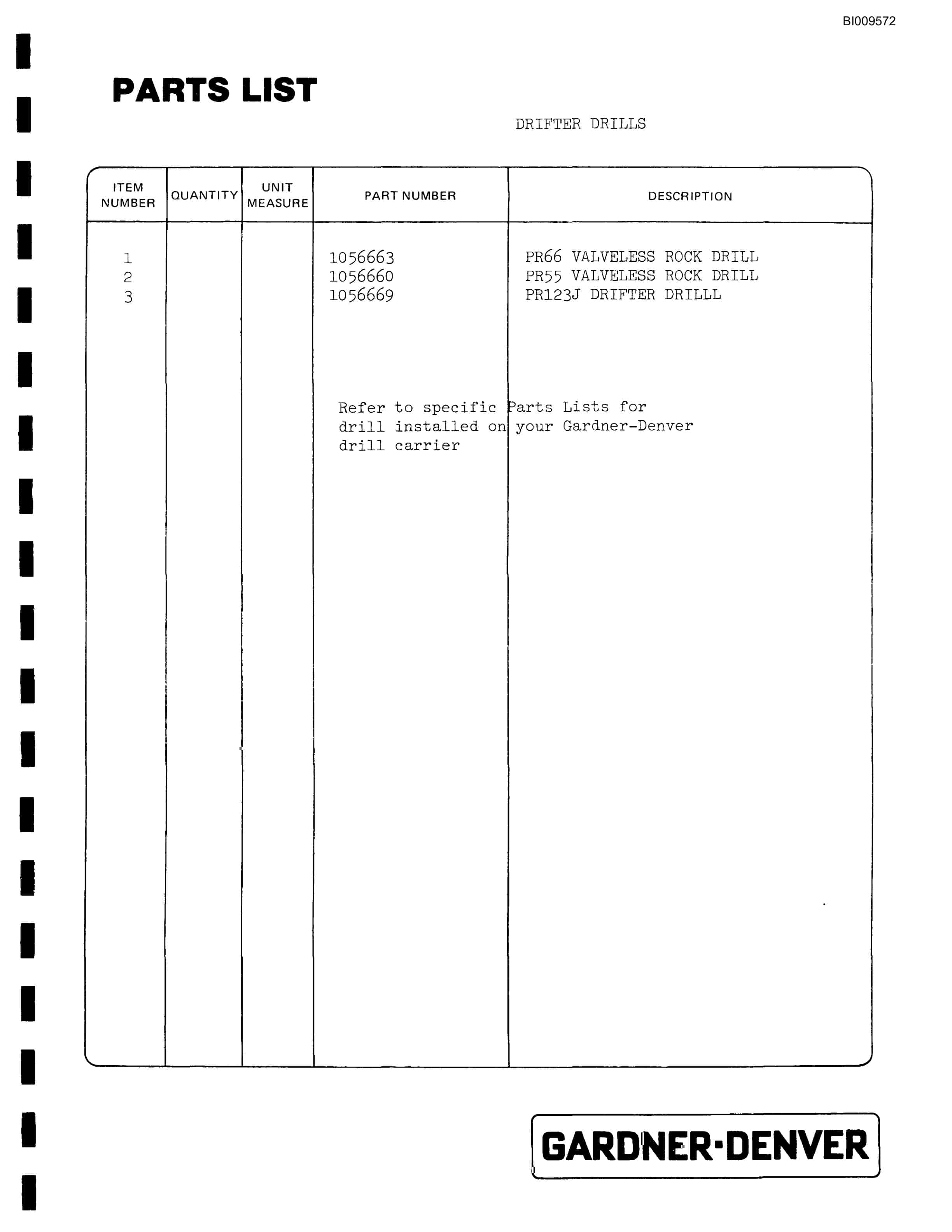 Bucyrus ATD3800 Air Trac Drill Carrier Parts Catalog BI009572-3