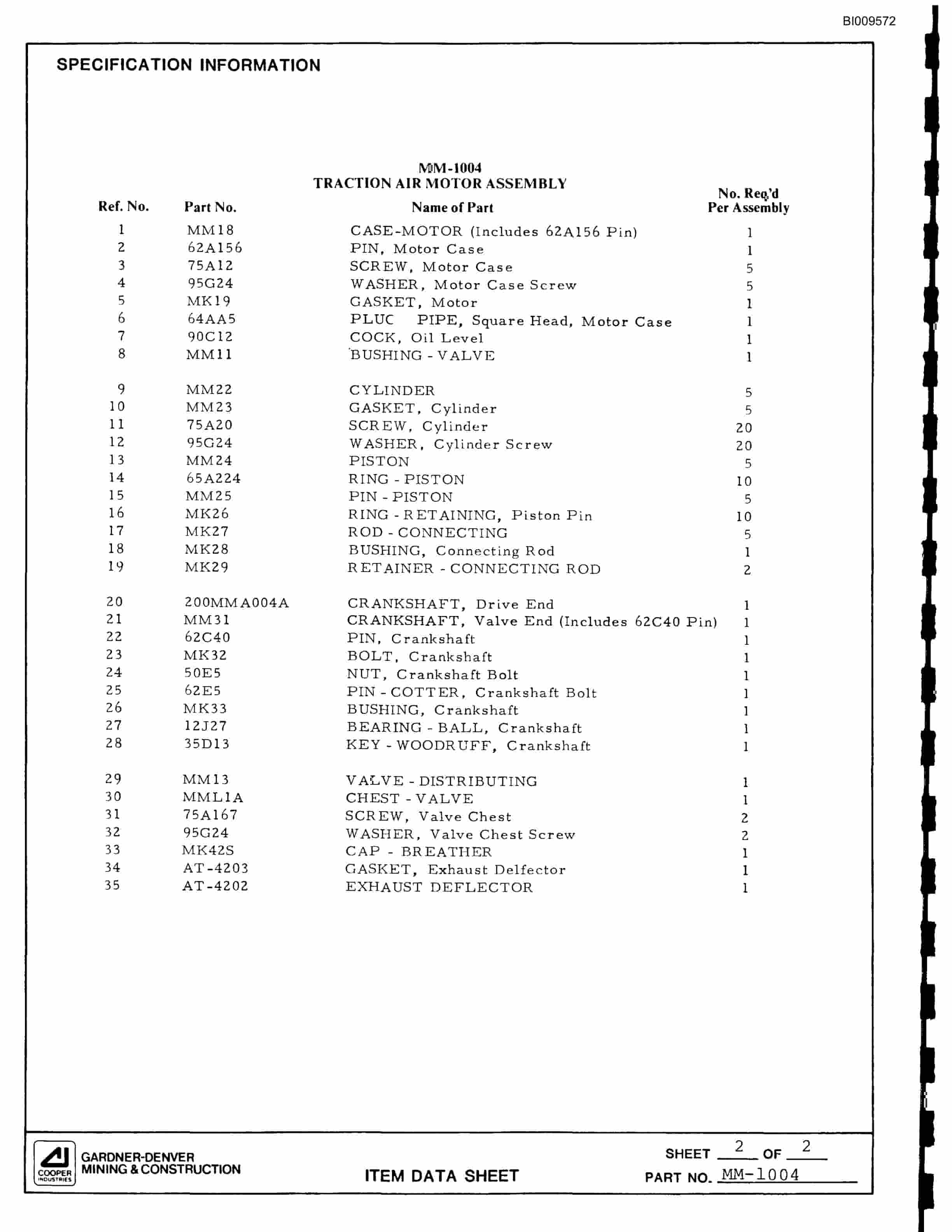 Bucyrus ATD3800 Air Trac Drill Carrier Parts Catalog BI009572-4