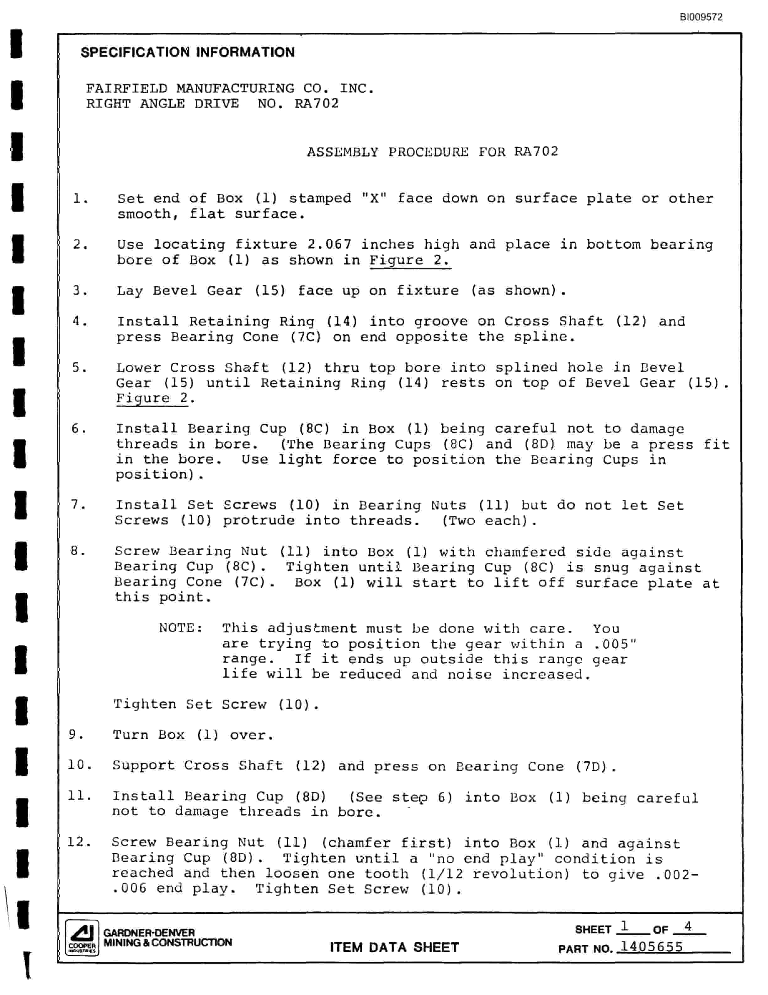 Bucyrus ATD3800 Air Trac Drill Carrier Parts Catalog BI009572-5