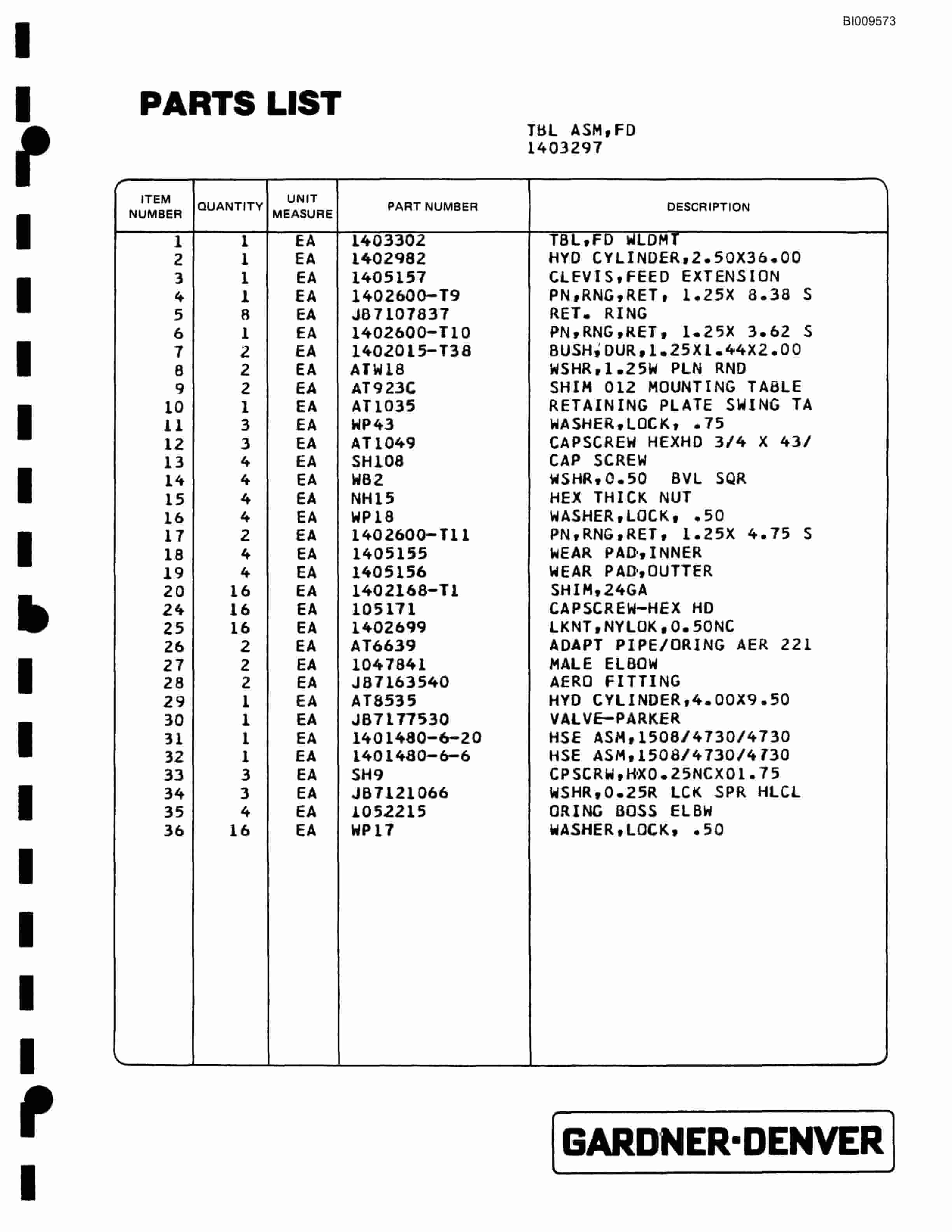 Bucyrus ATD3800 Air Trac Drill Carrier Parts Catalog BI009573-3