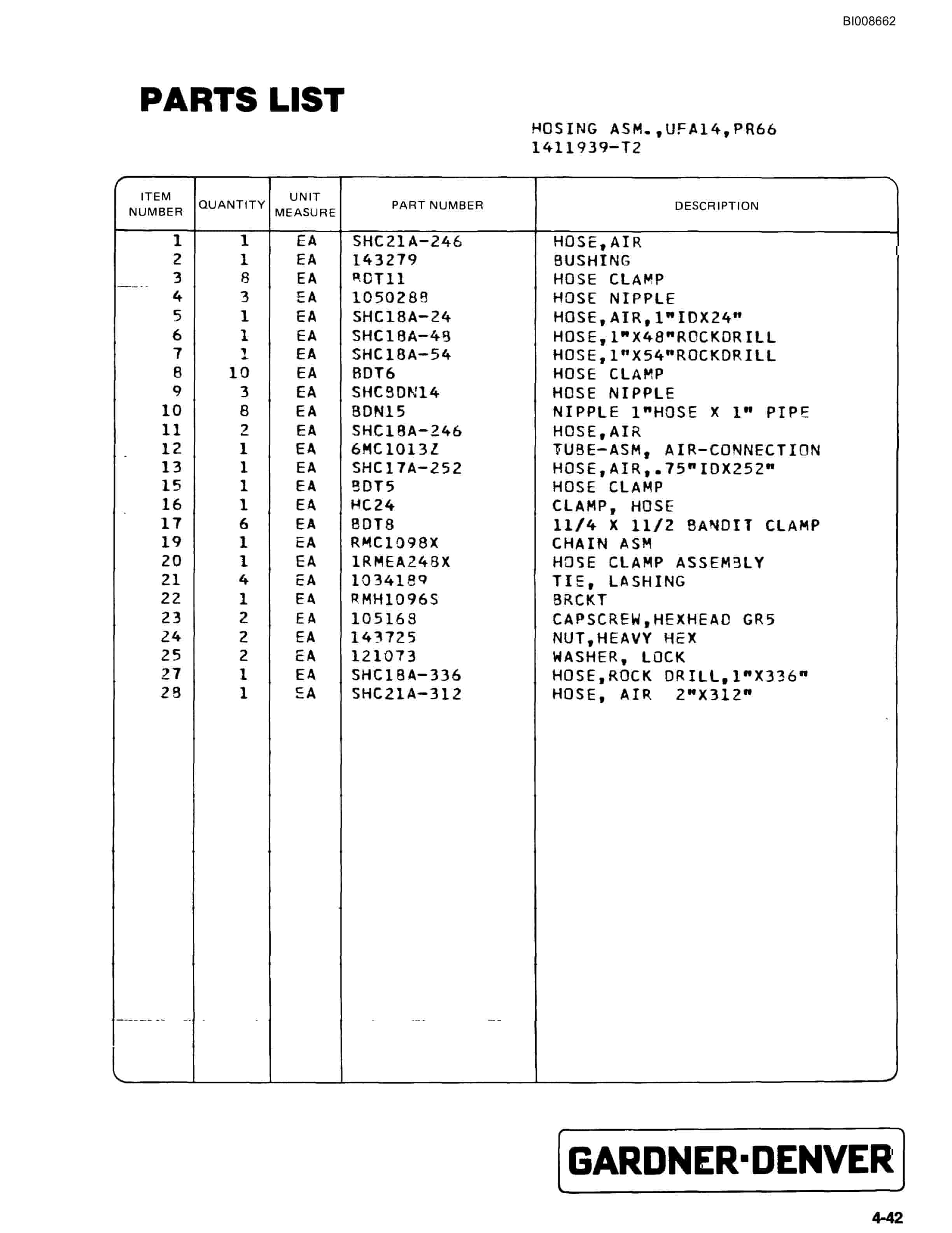 Bucyrus ATD3800 Air Trac Parts Catalog BI008662-3