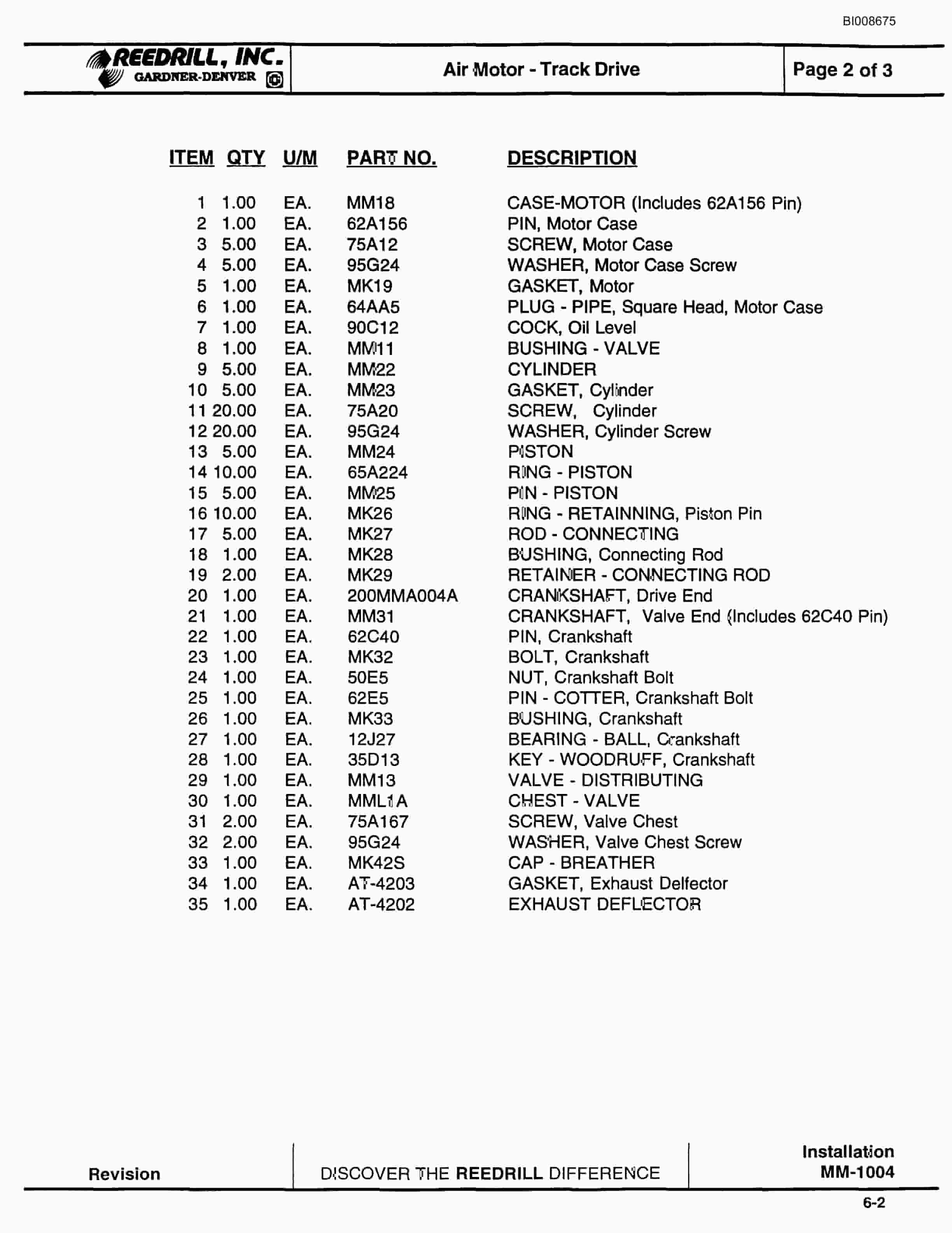 Bucyrus ATD3800 Air Trac Parts Catalog BI008675-5