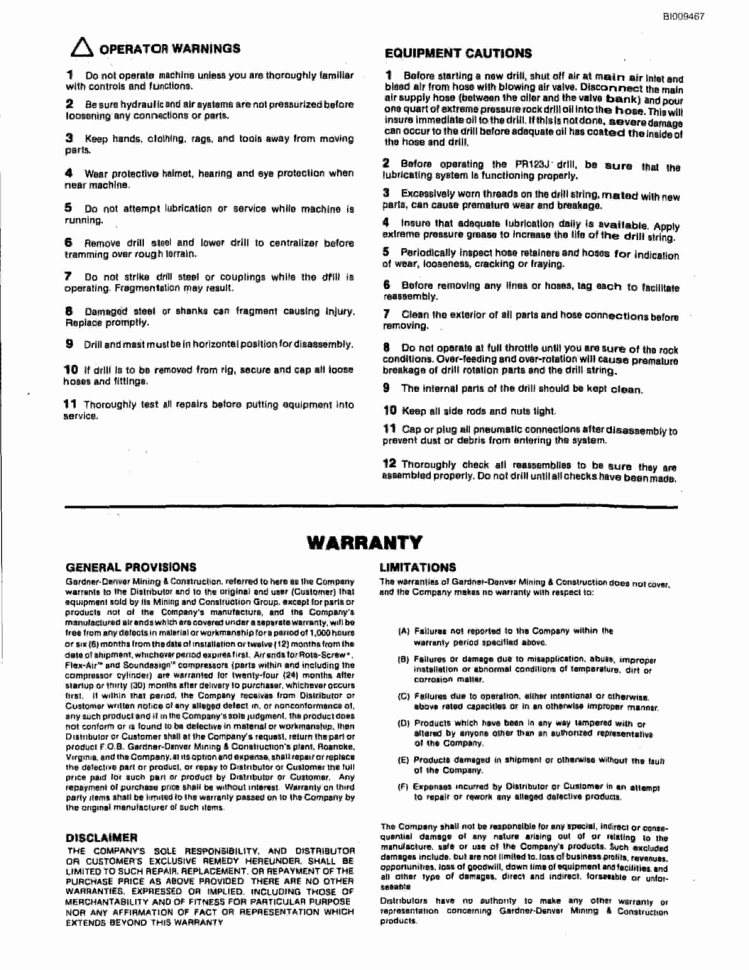 Bucyrus ATD3800 Air Trac Parts Catalog BI009467-4