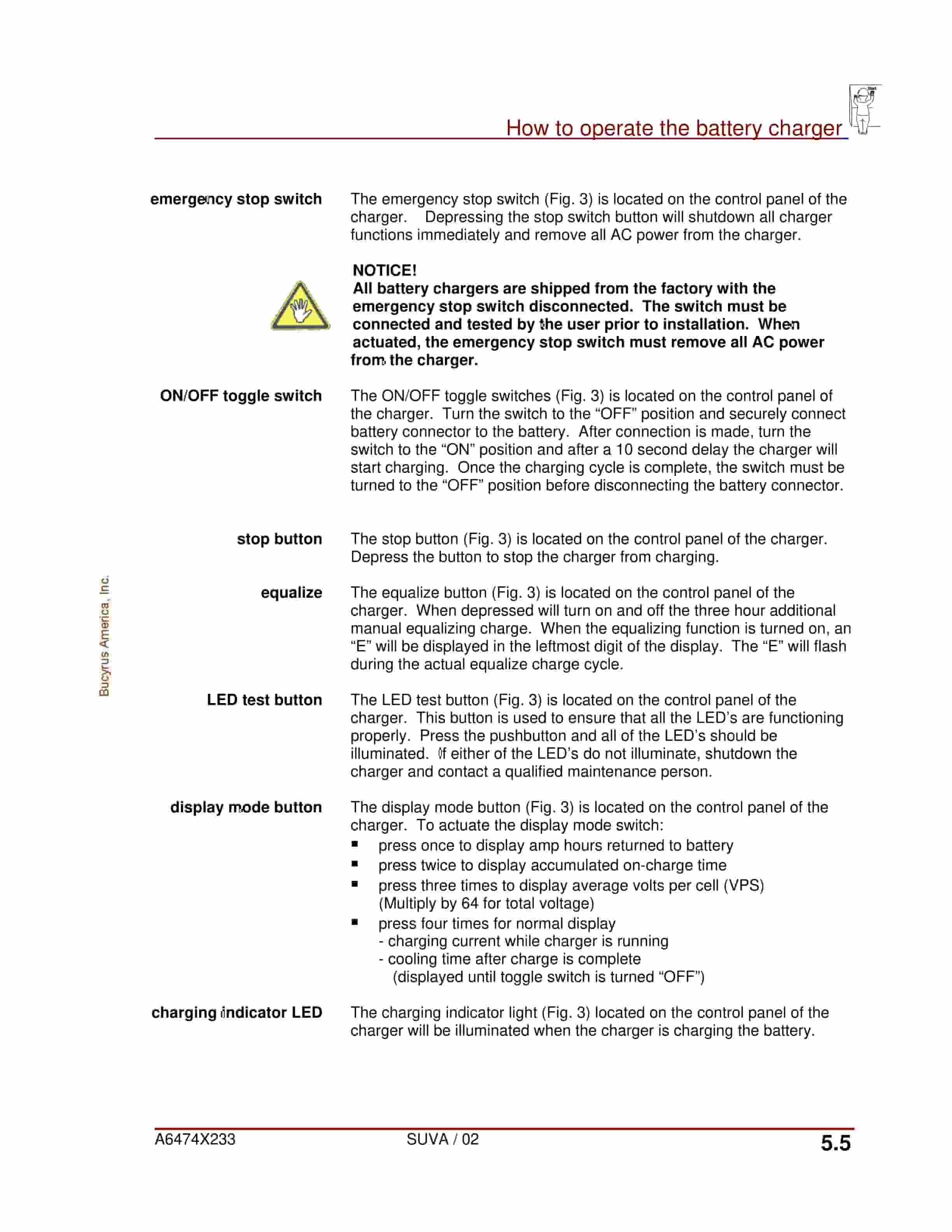 Bucyrus Battery Charger Super Service Operation Manual A6474X233 2 Bucyrus Battery Charger Super Service Operation Manual A6474X233 - Image 2