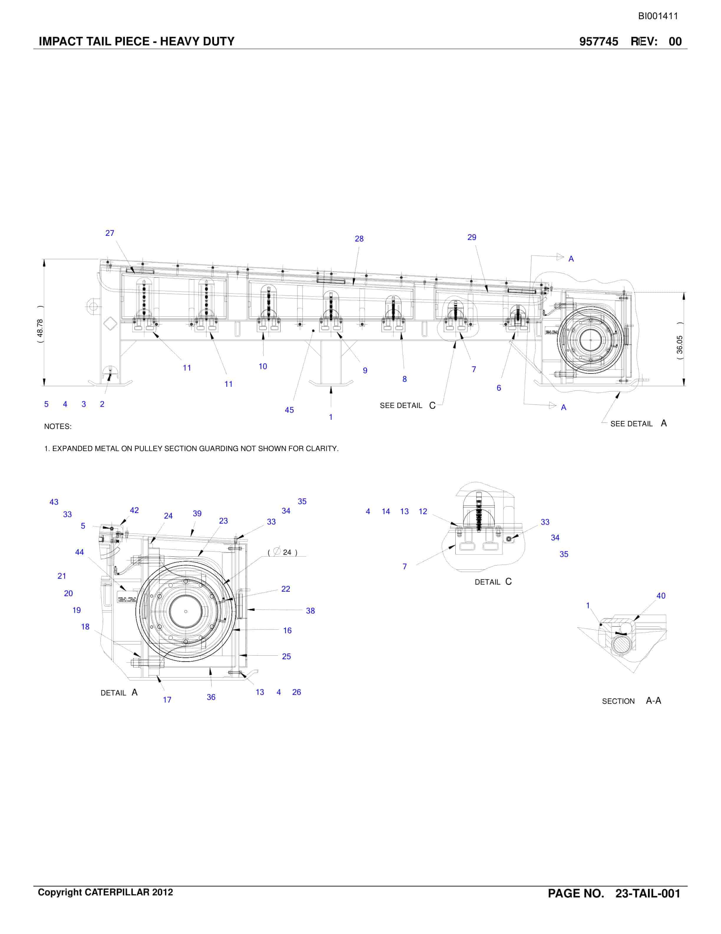 Bucyrus BC100 Belt System Parts Catalog BI001411-5