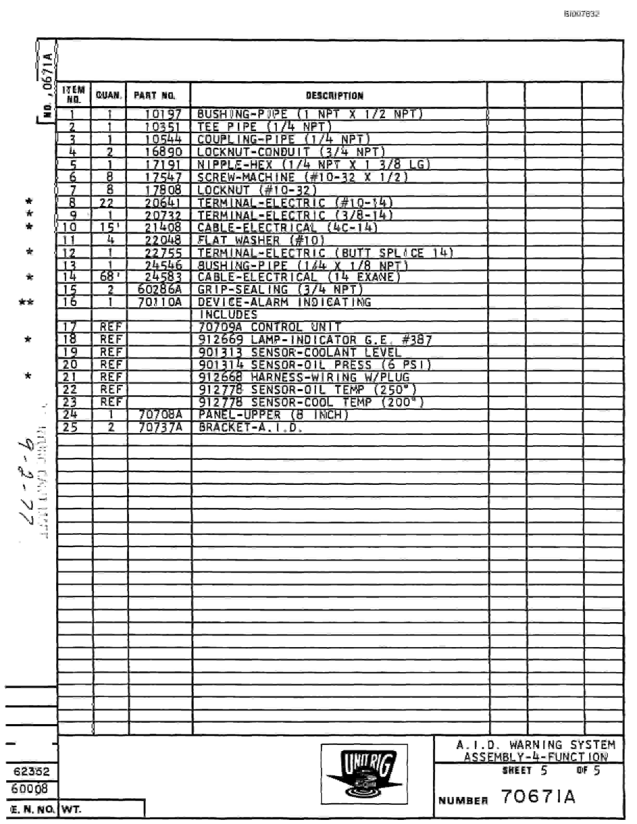 Bucyrus BD-180 Parts Catalog BI007832-3