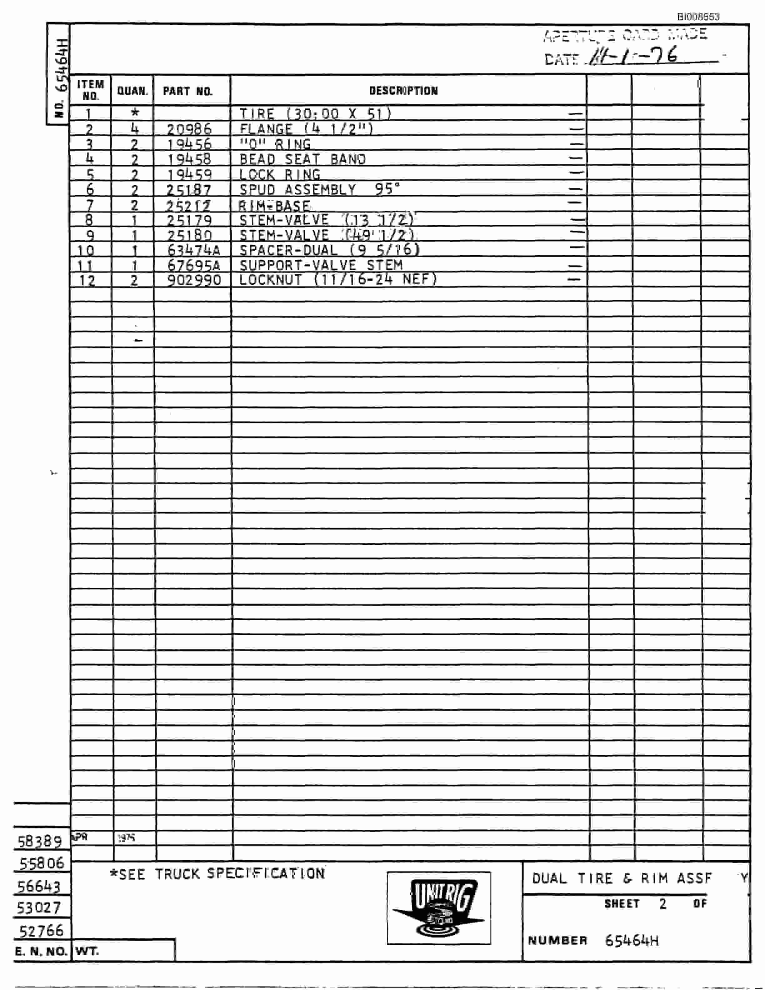 Bucyrus BD-180 Parts Catalog BI008553-2