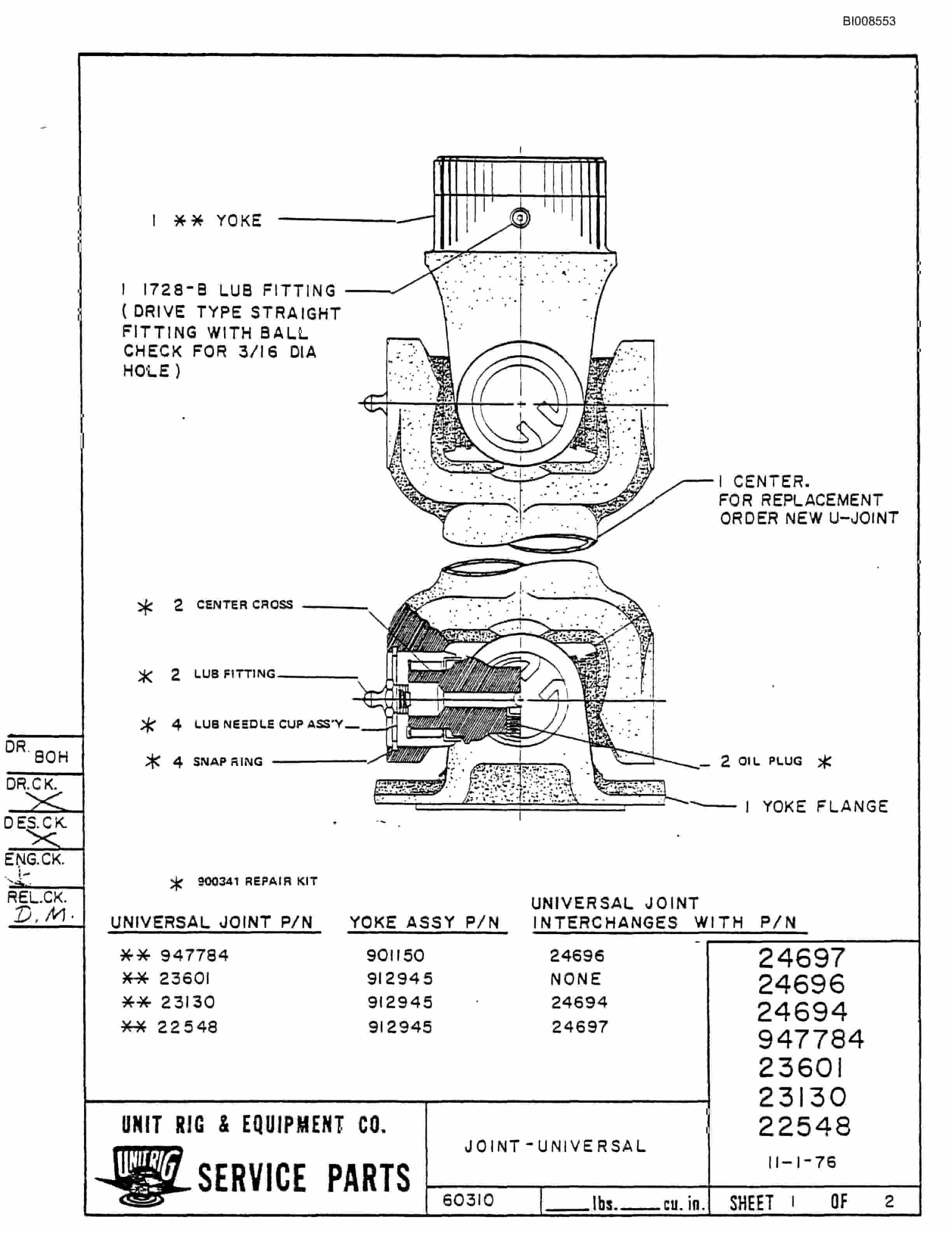 Bucyrus BD-180 Parts Catalog BI008553-5