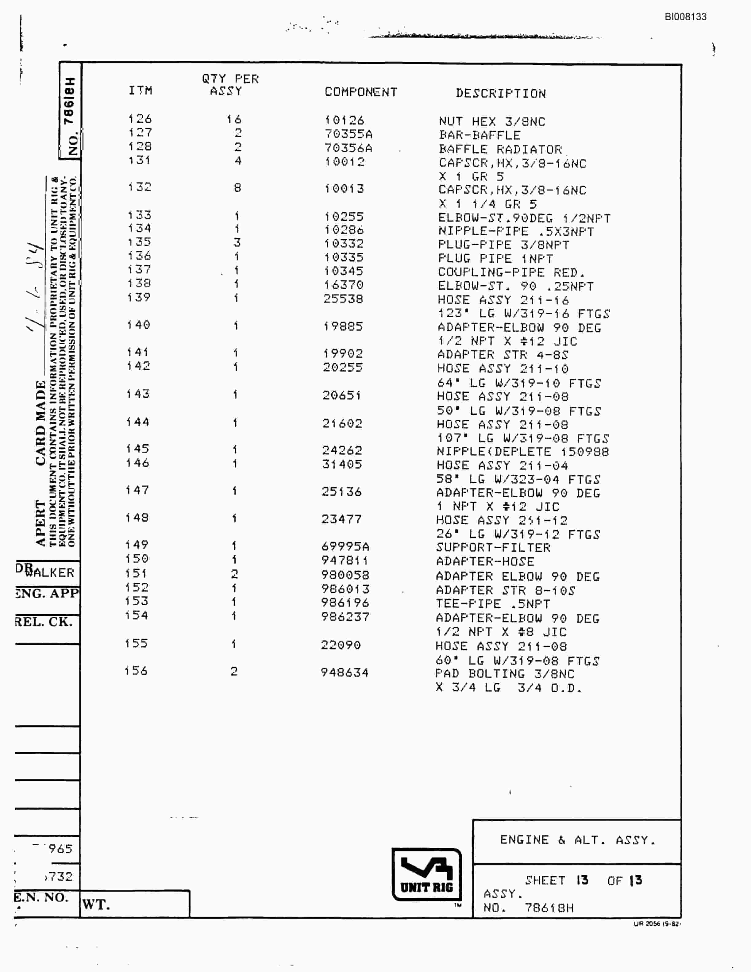 Bucyrus BD-240 Parts Catalog BI008133-2