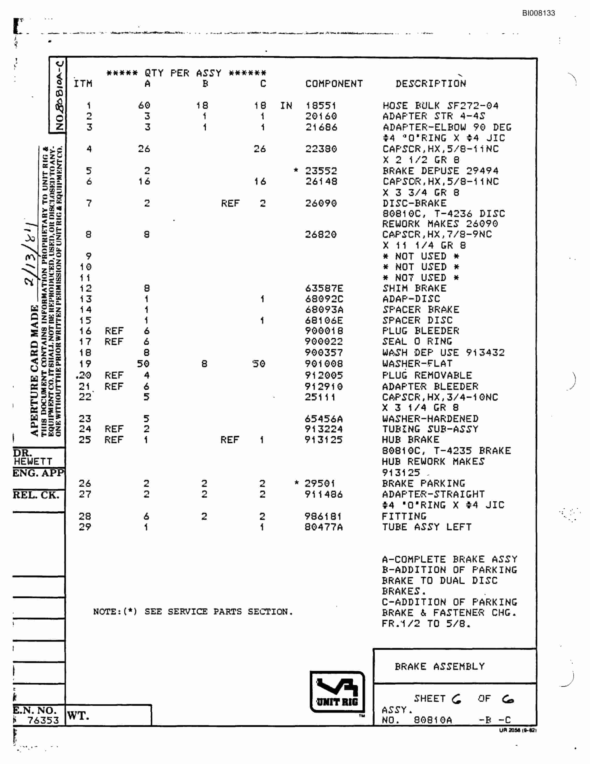Bucyrus BD-240 Parts Catalog BI008133-3