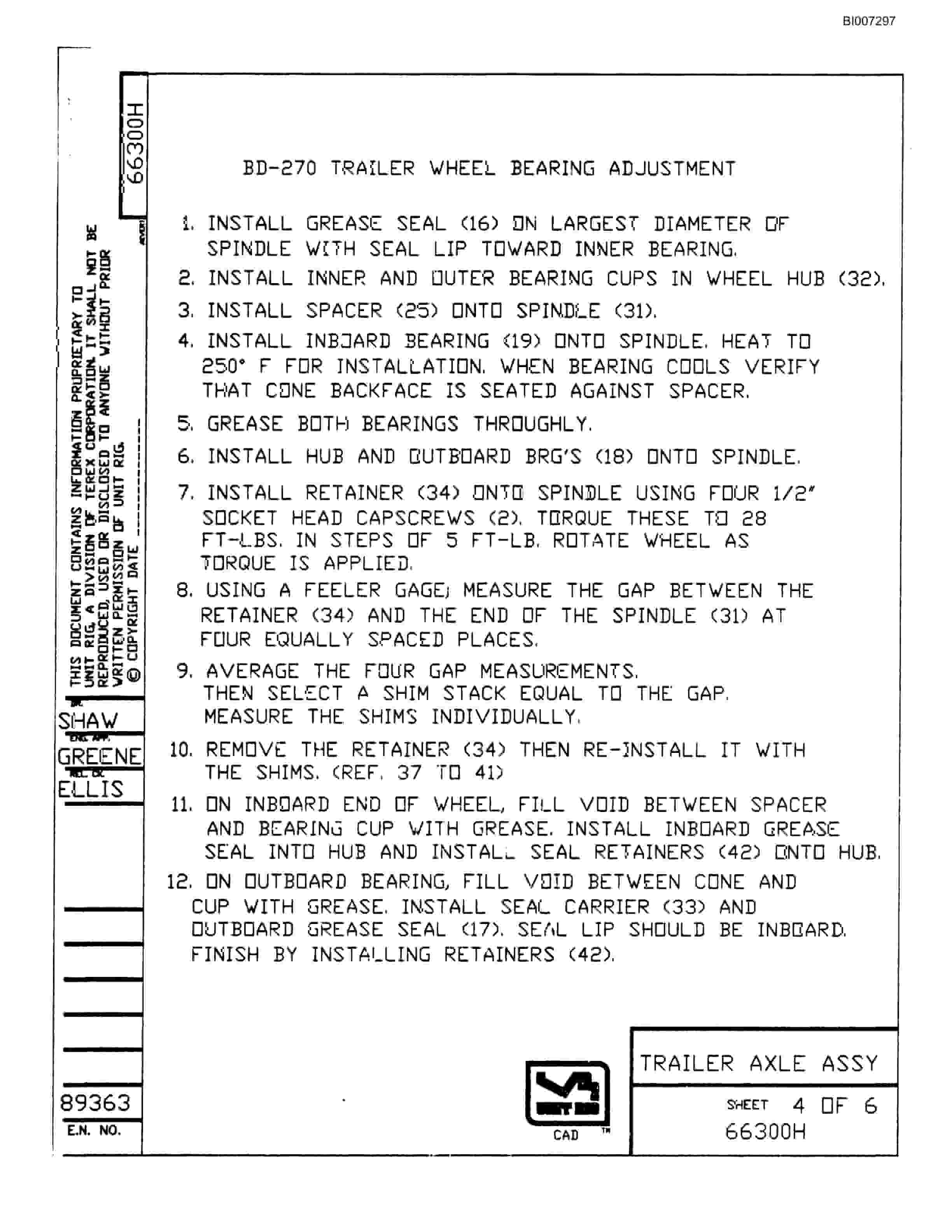 Bucyrus BD-270 Parts Catalog BI007297-2