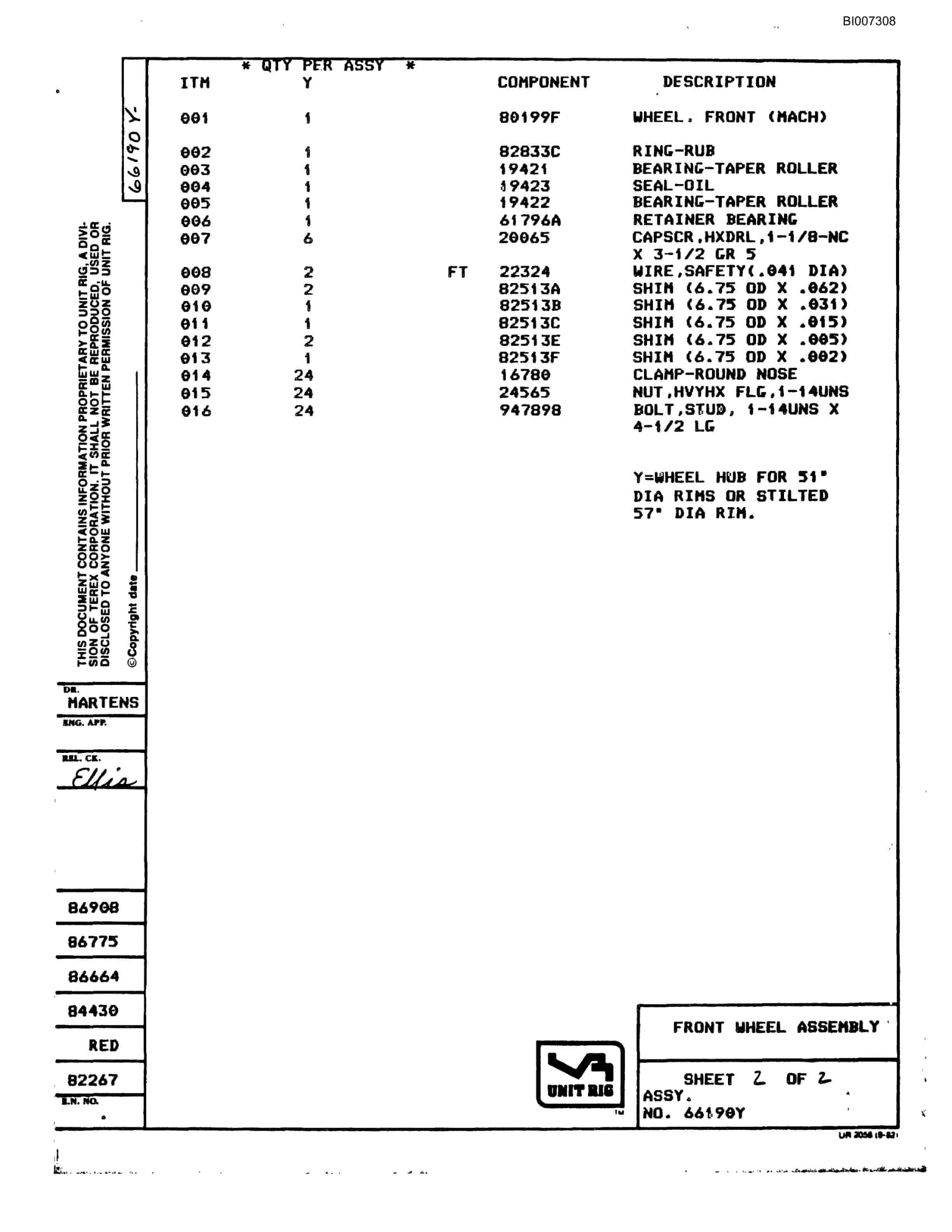 Bucyrus BD-270 Parts Catalog BI007308-2