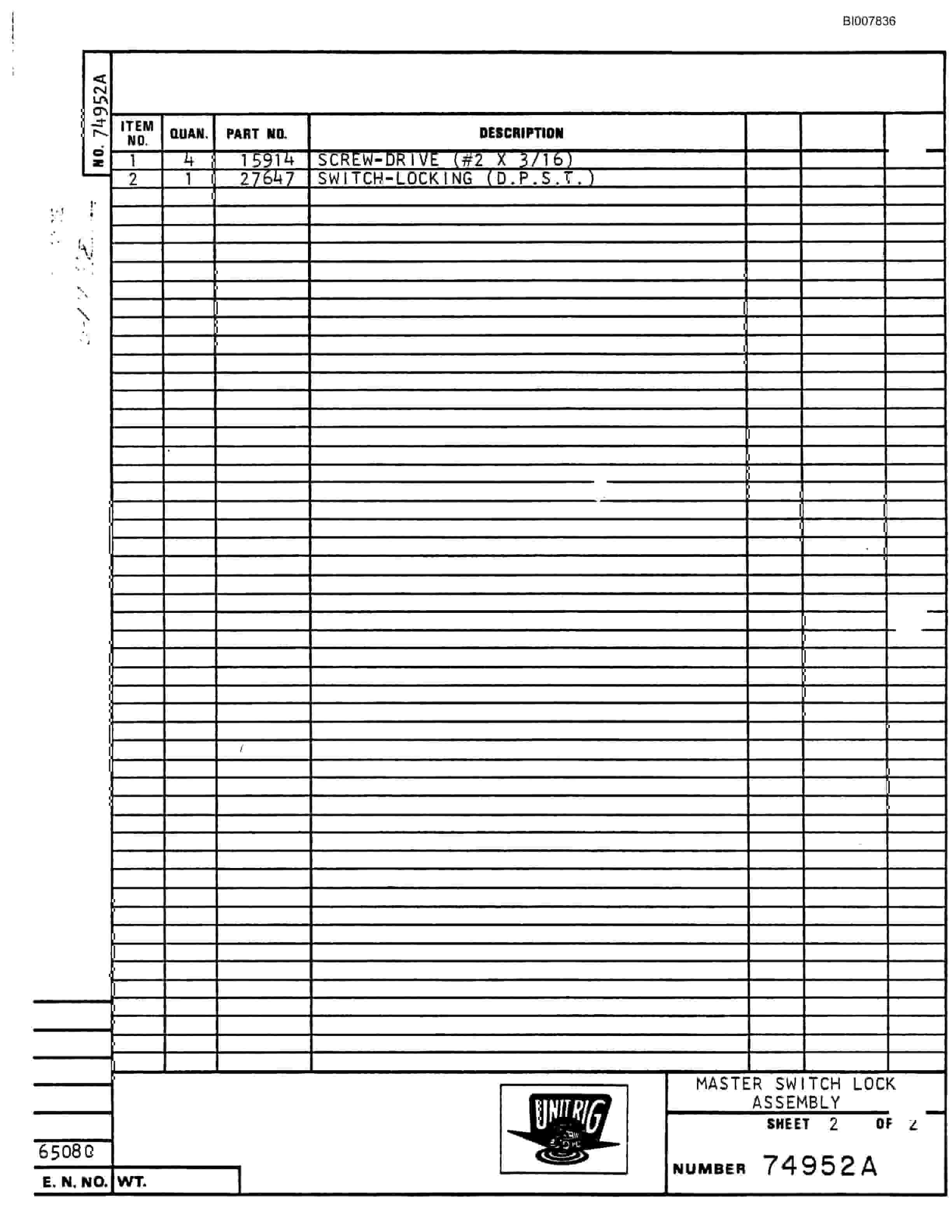 Bucyrus BD-30 Assembly Parts Catalog BI007836-2