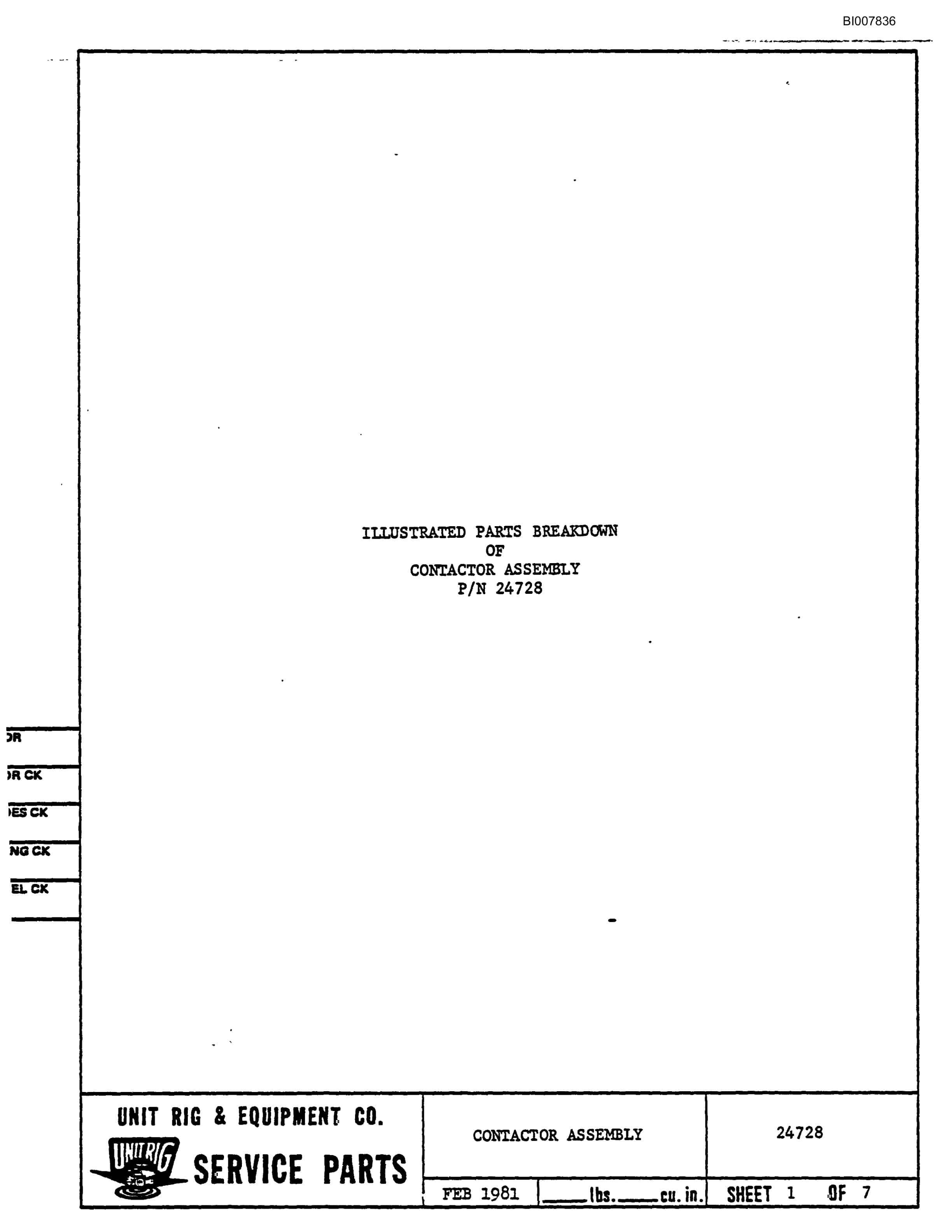 Bucyrus BD-30 Assembly Parts Catalog BI007836-3