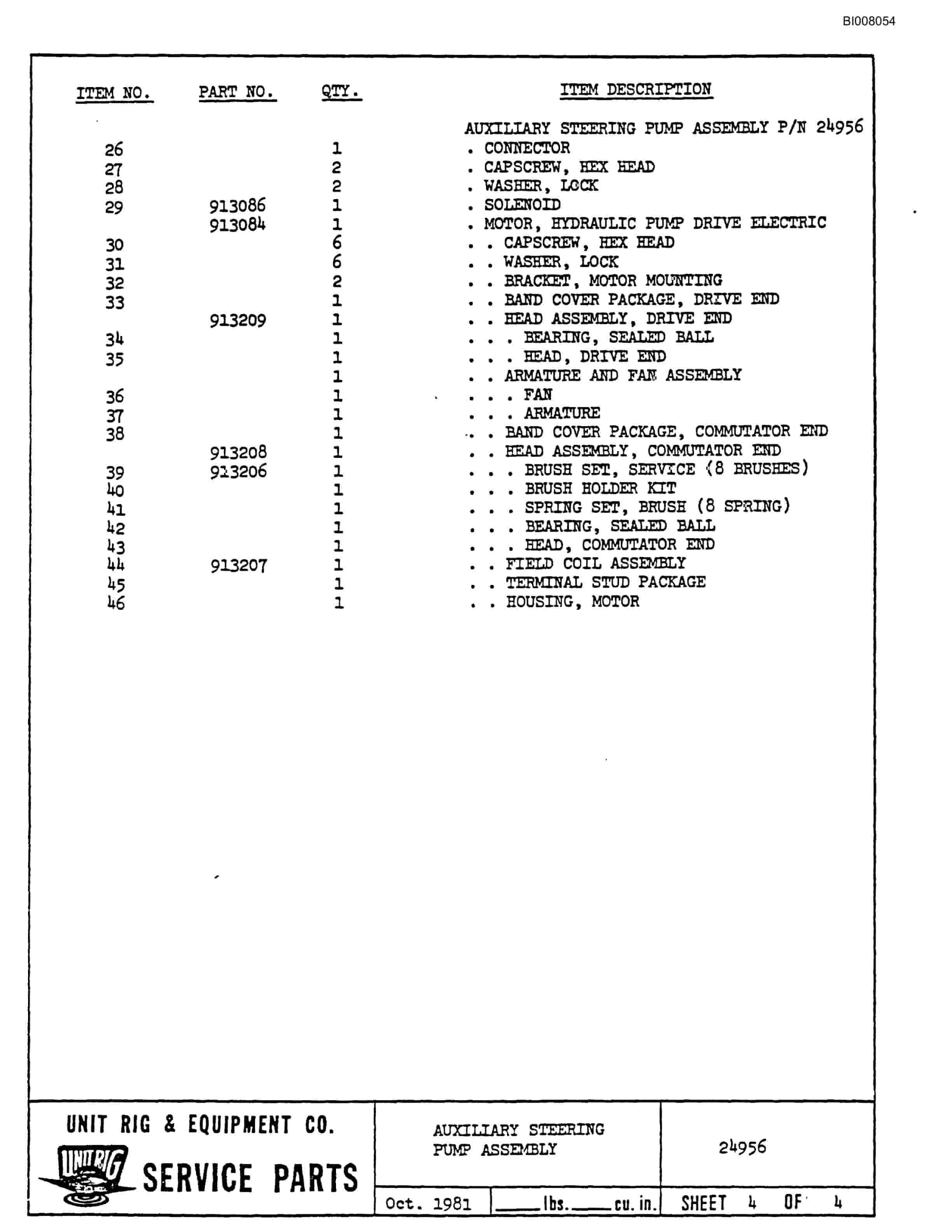 Bucyrus BD-30HD Assembly Parts Catalog BI008054-3