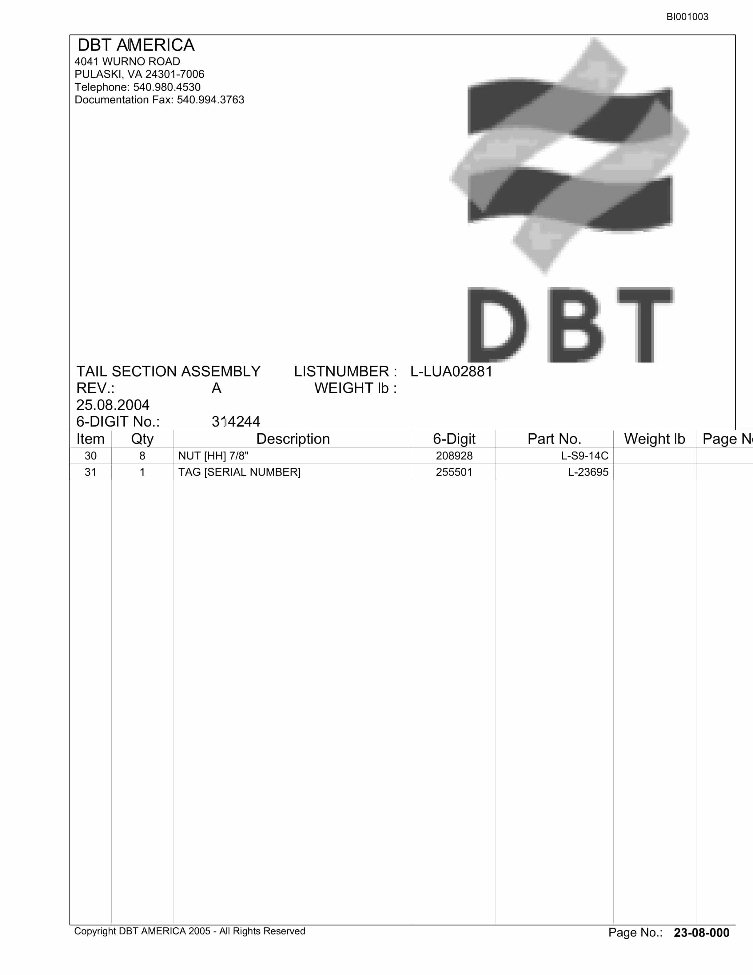 Bucyrus Belt Drive Parts Catalog BI001003-3