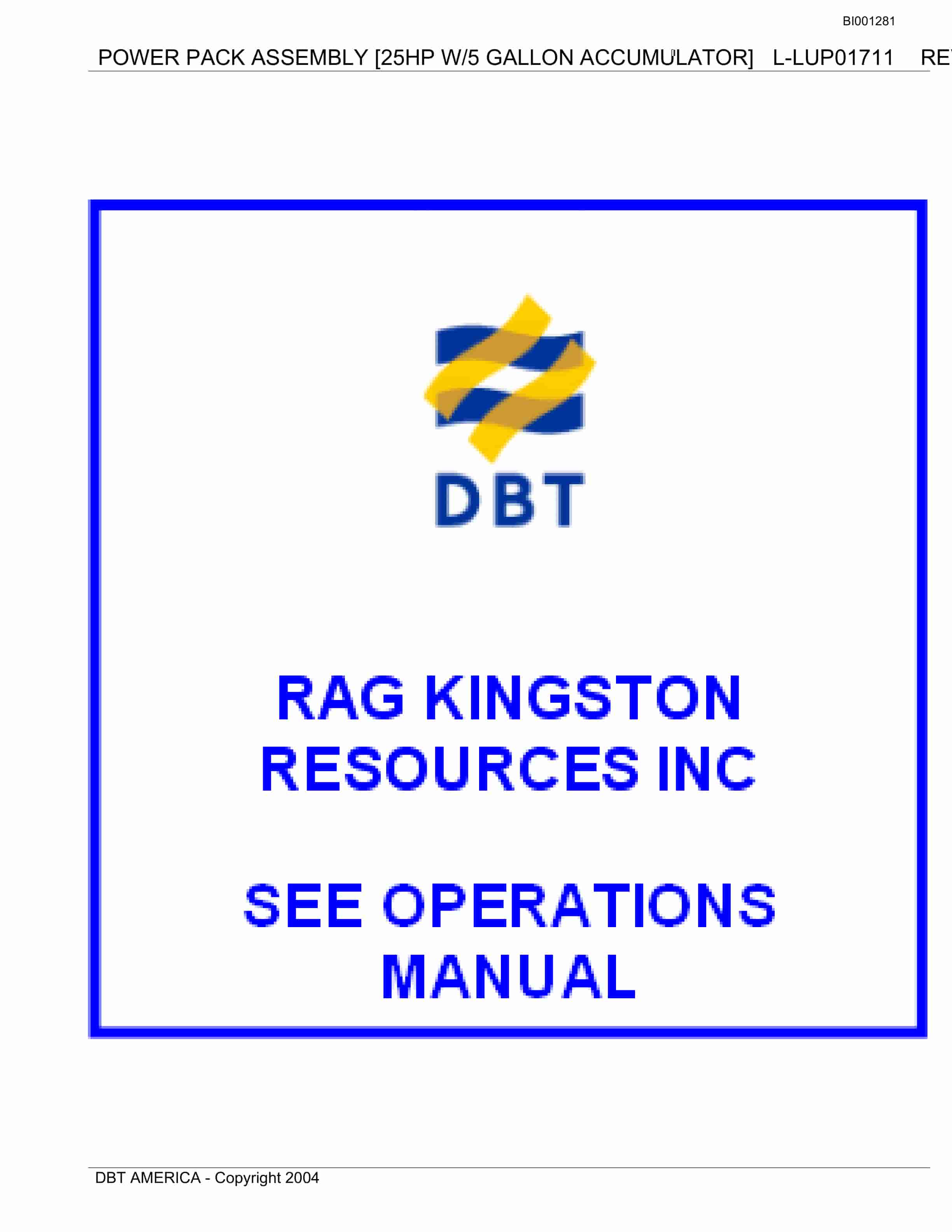 Bucyrus Belt Drive Rocksping Development ONC Parts Catalog BI001281-2