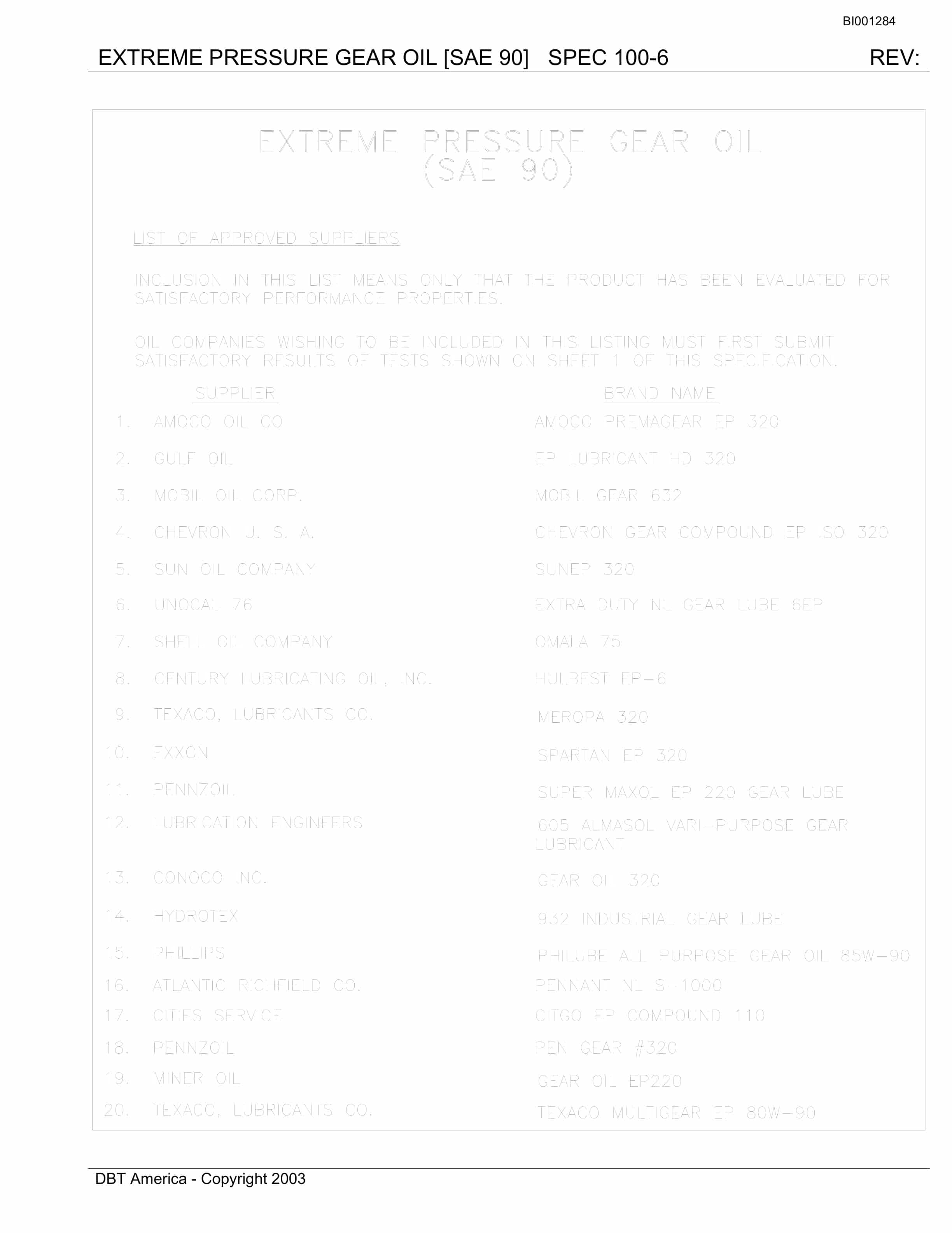 Bucyrus Belt System KMM And K Joint Venture Parts Catalog BI001284-5